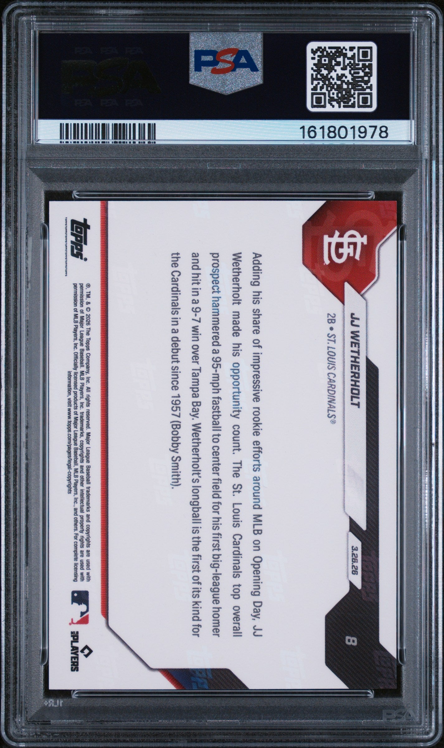 2026 Topps Now JJ Wetherholt #8 PSA 10