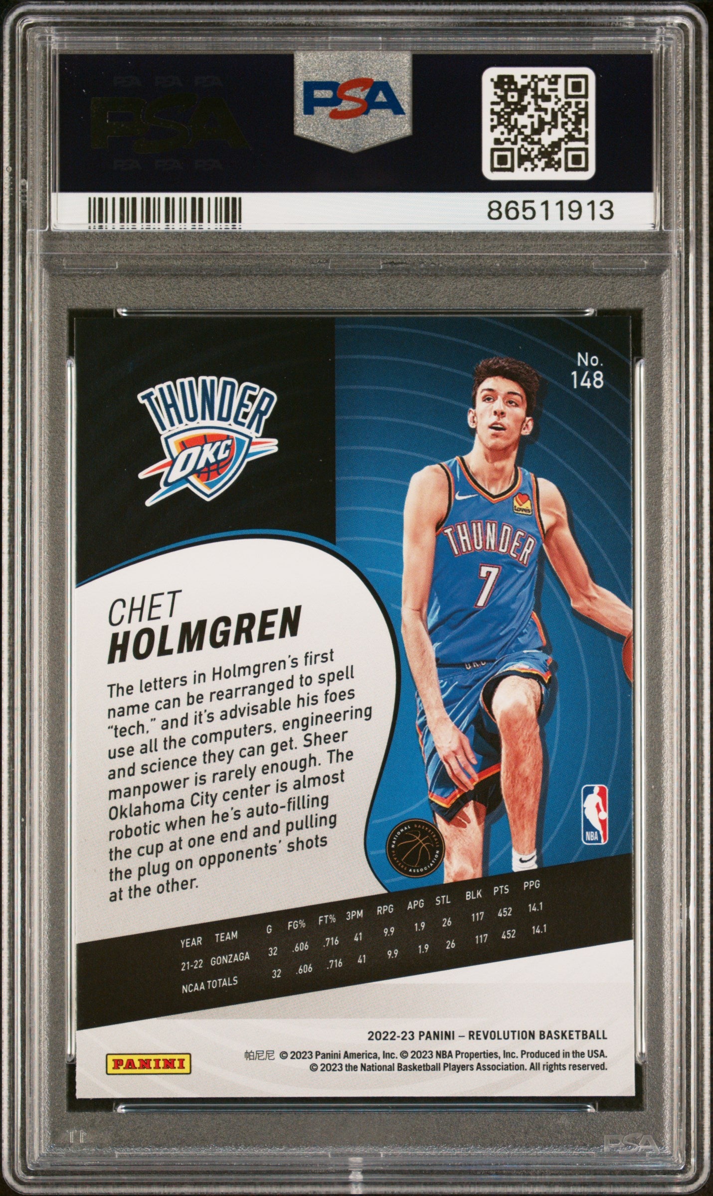 2022 Panini Revolution Chet Holmgren #148 PSA 10