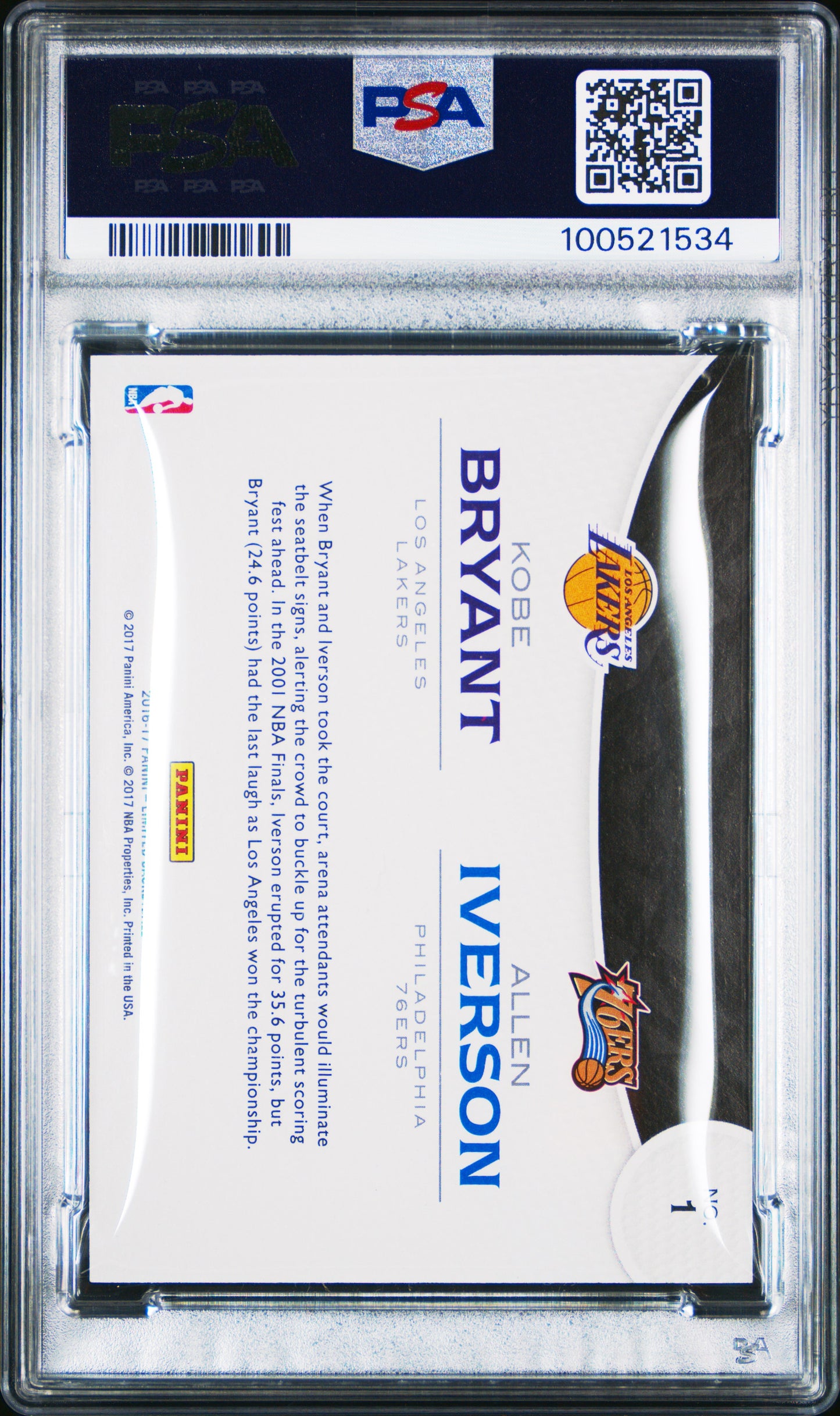 2016 Panini Limited Counterparts K. Bryant A. Iverson #1 PSA 8