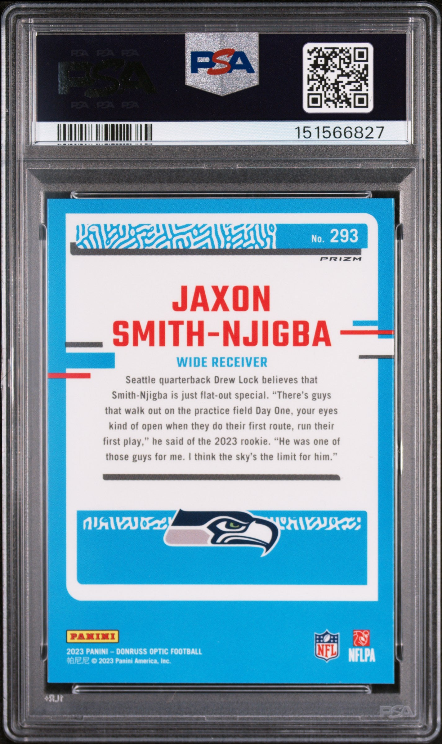 2023 Panini Donruss Optic Jaxon Smith-Njigba #293 Red Hyper PSA 10