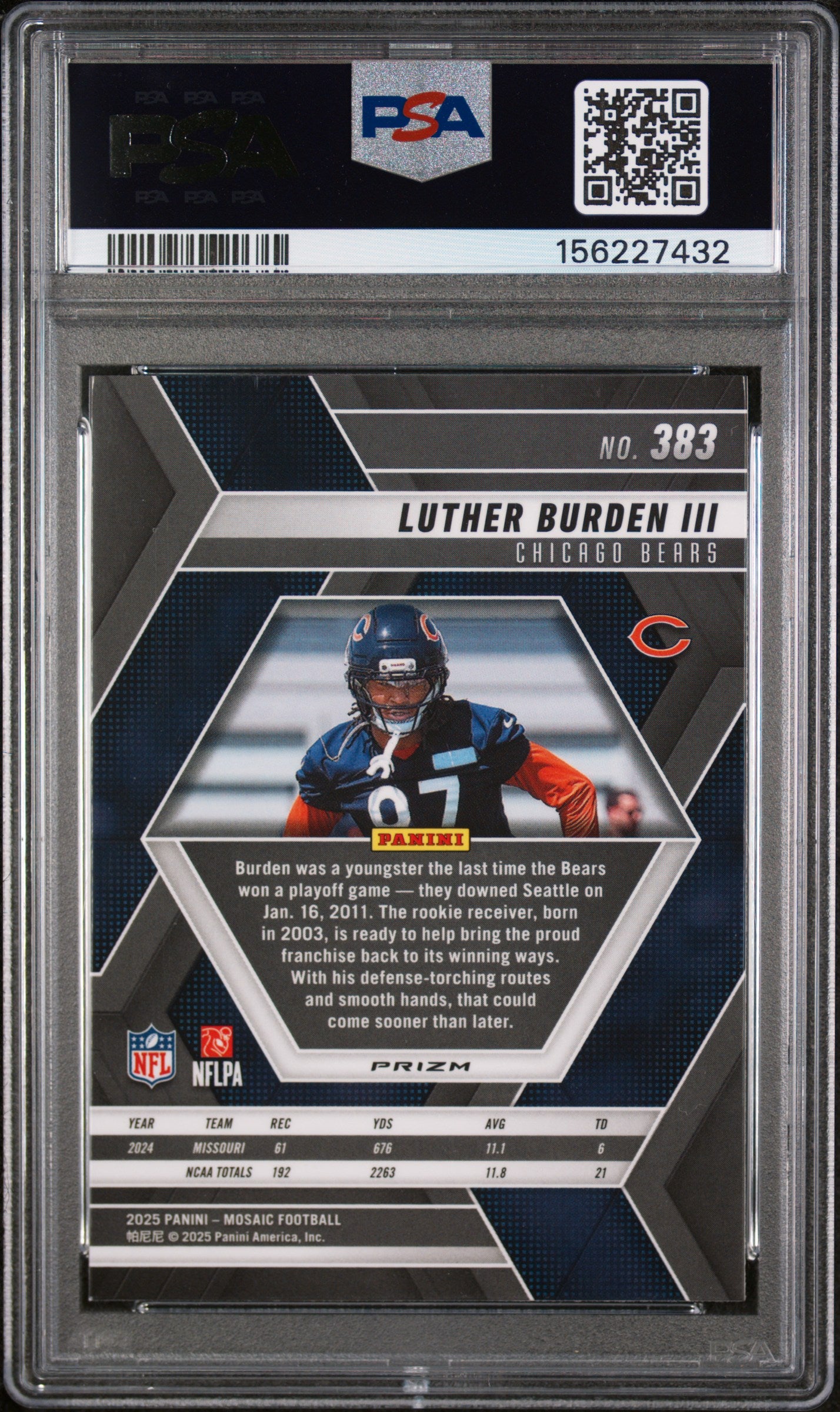 2025 Panini Mosaic Luther Burden III #383 Honeycomb PSA 9