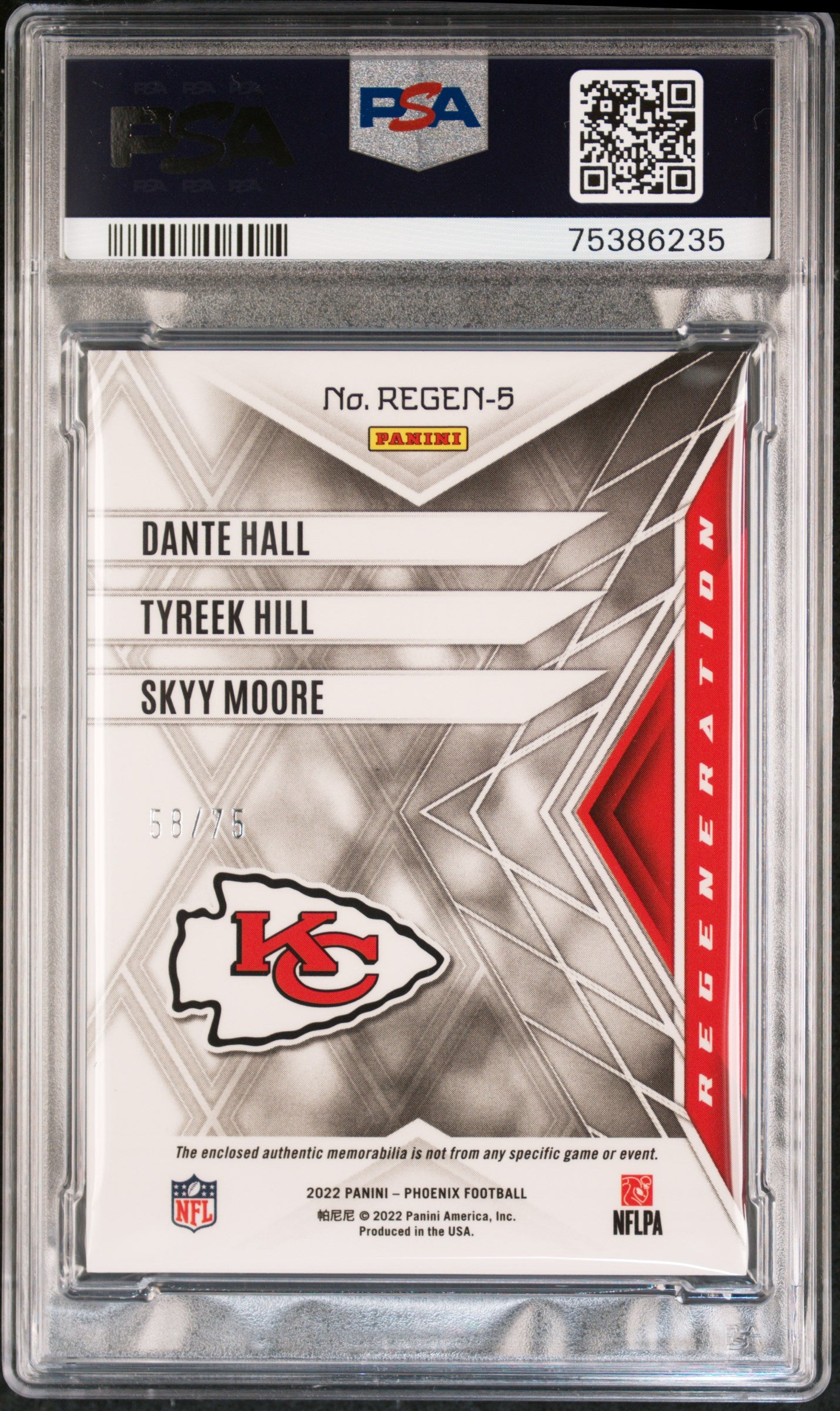 2022 Panini Phoenix Regeneration S. Moore T. Hill D. Hall #REGEN5 Red PSA 9