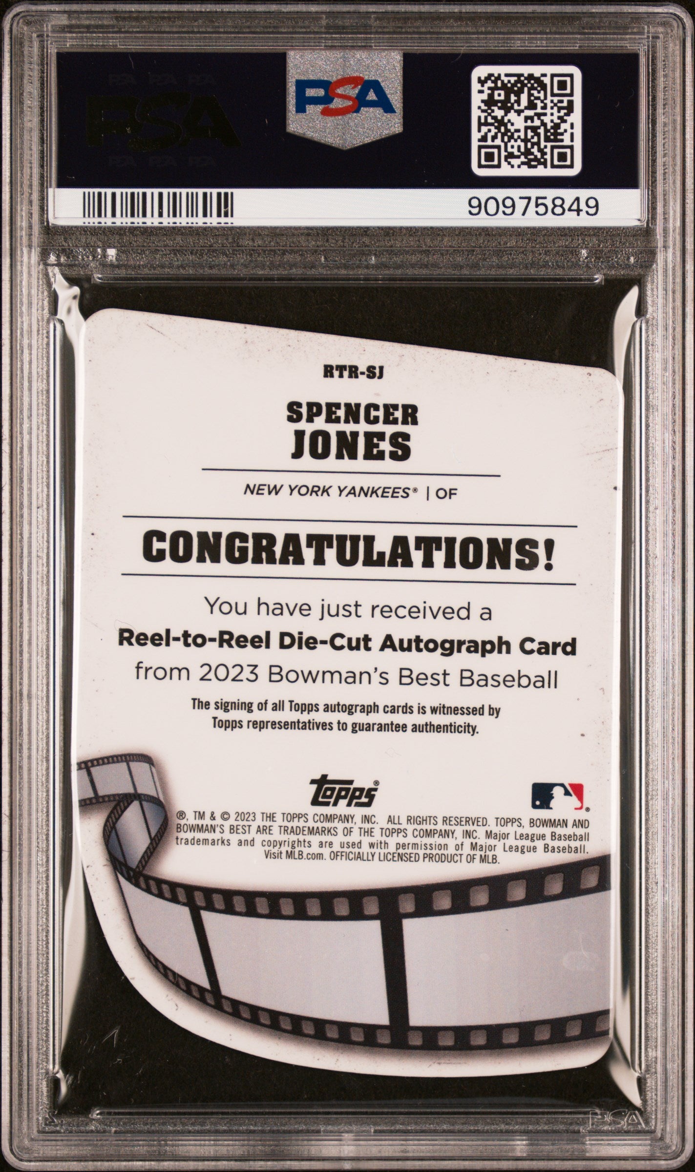2023 Bowman's Best Reel To Reel Die-Cuts Autographs Spencer Jones /50 PSA 10