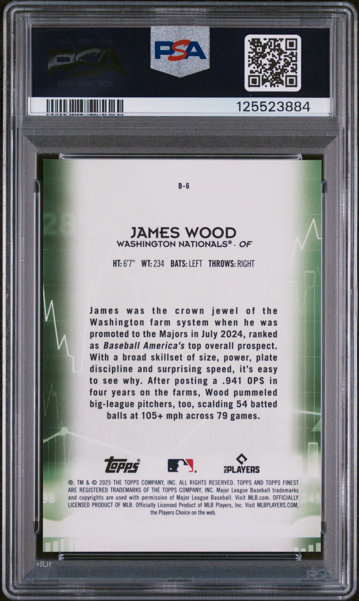 2025 Topps Finest Bullish James Wood #B6 PSA 10