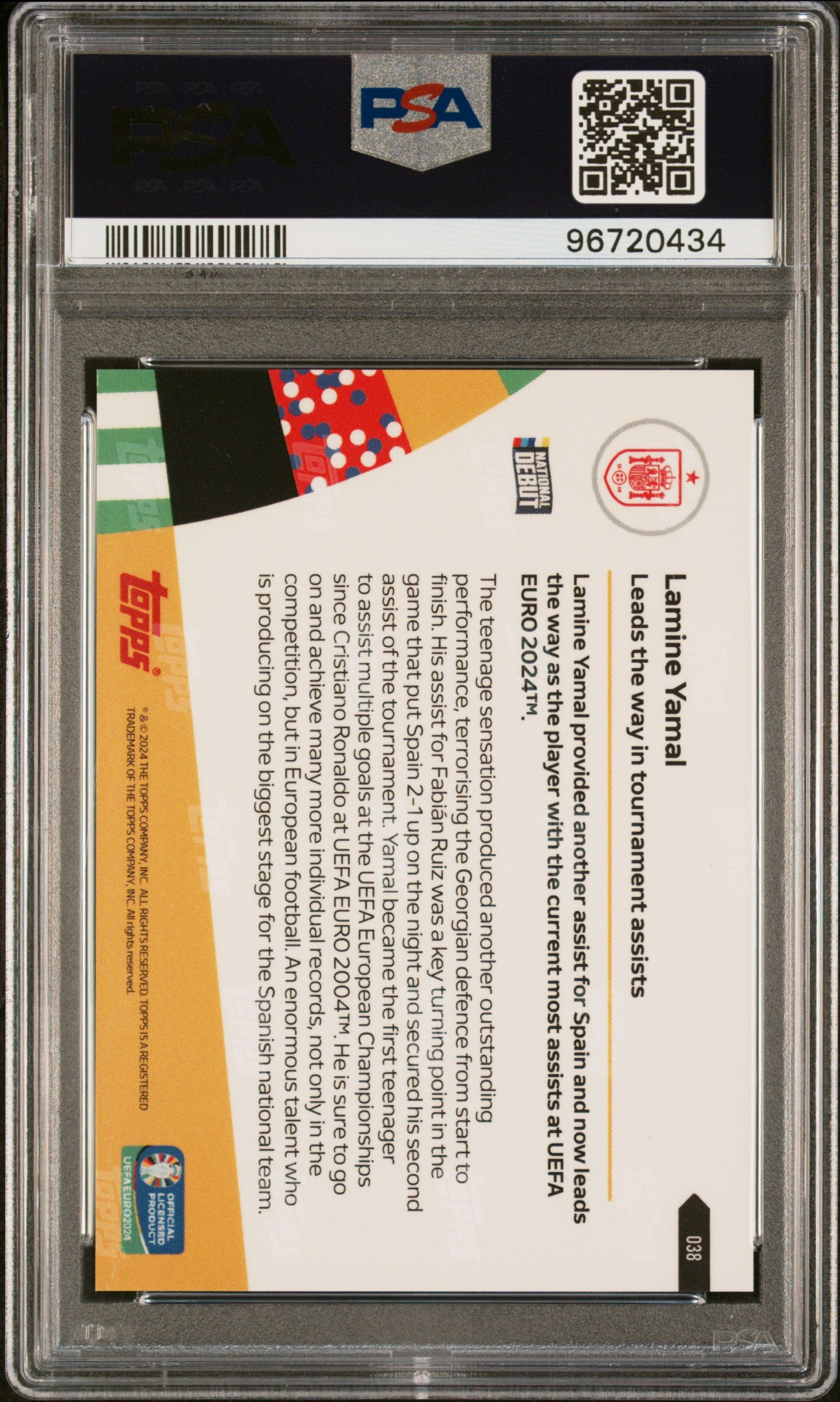 2024 Topps Now UEFA Euro Lamine Yamal #38 PSA 10