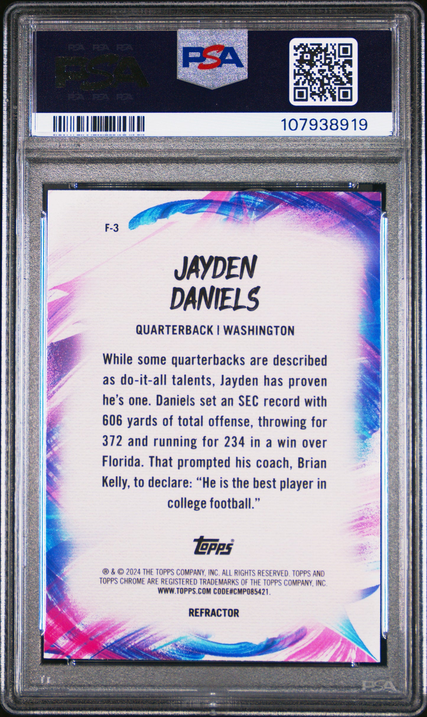 2024 Topps Chrome Finesse Jayden Daniels #F3 Refractor PSA 10