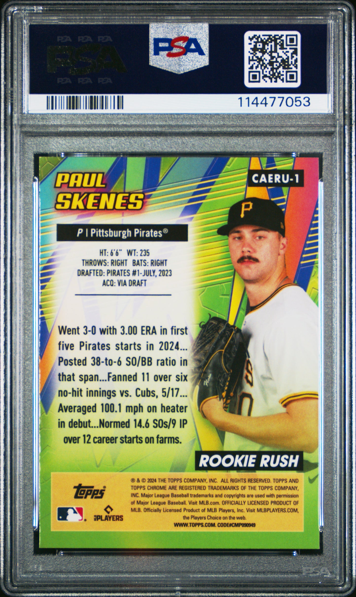 2024 Topps Chrome Update Chrome All-Etch Rookie Rush Paul Skenes #1 PSA 10
