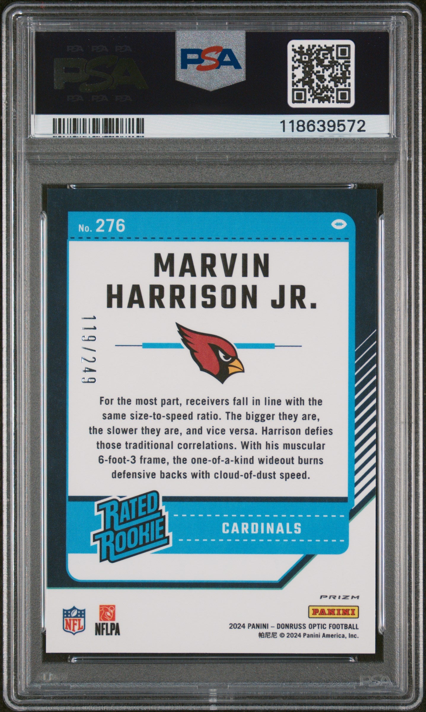 2024 Panini Donruss Optic Marvin Harrison JR. #276 Orange PSA 9