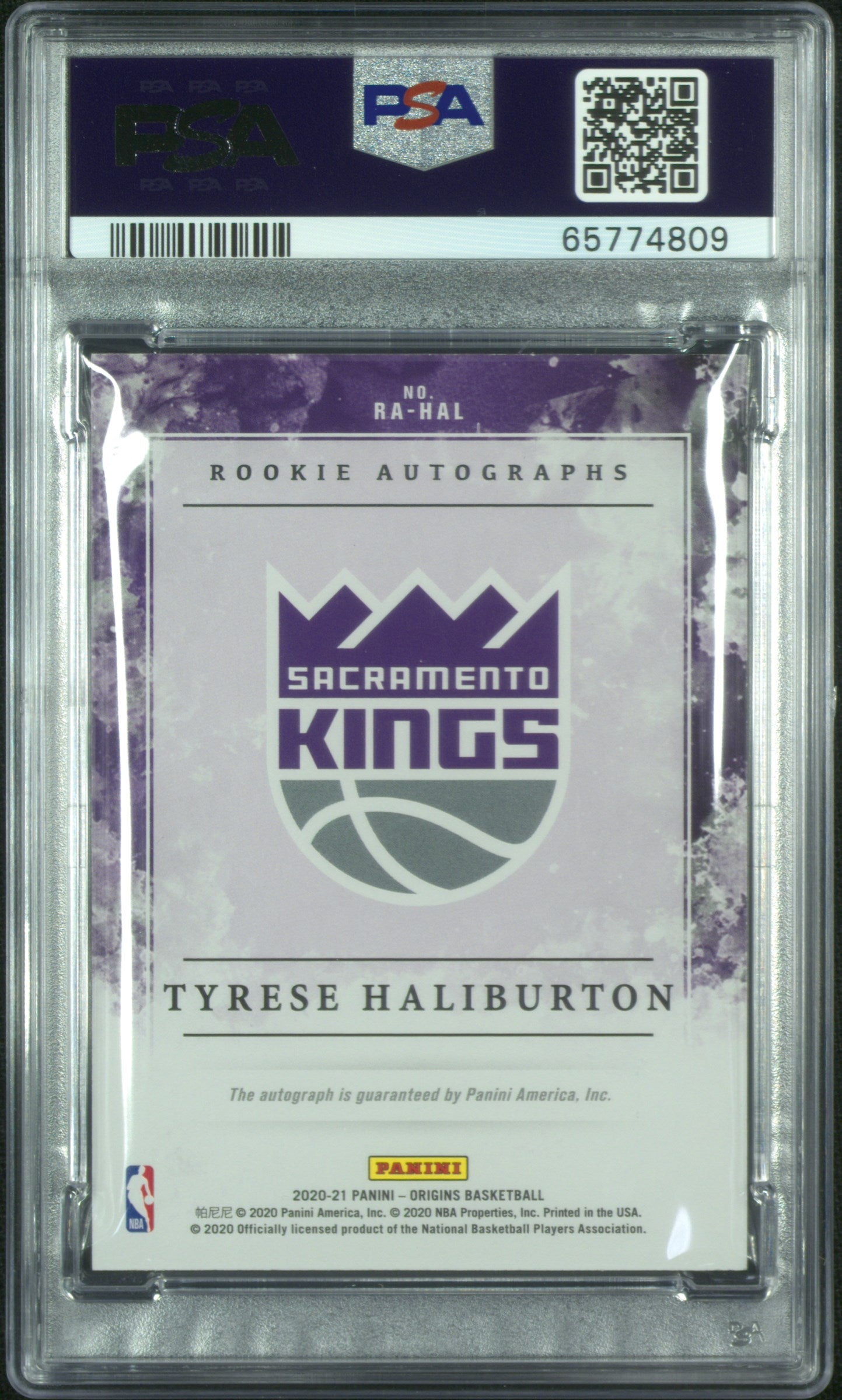 2020 Panini Origins Rookie Autographs Tyrese Haliburton #HAL Gold Auto /10 PSA 9