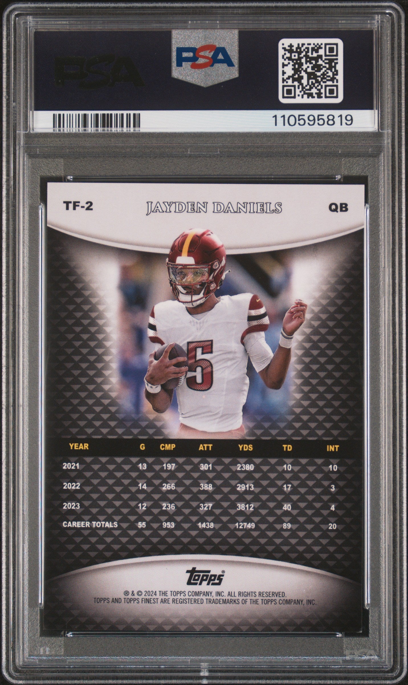 2024 Topps Finest Team Finest Jayden Daniels #TF2 Red Refractor 1/5 PSA 9