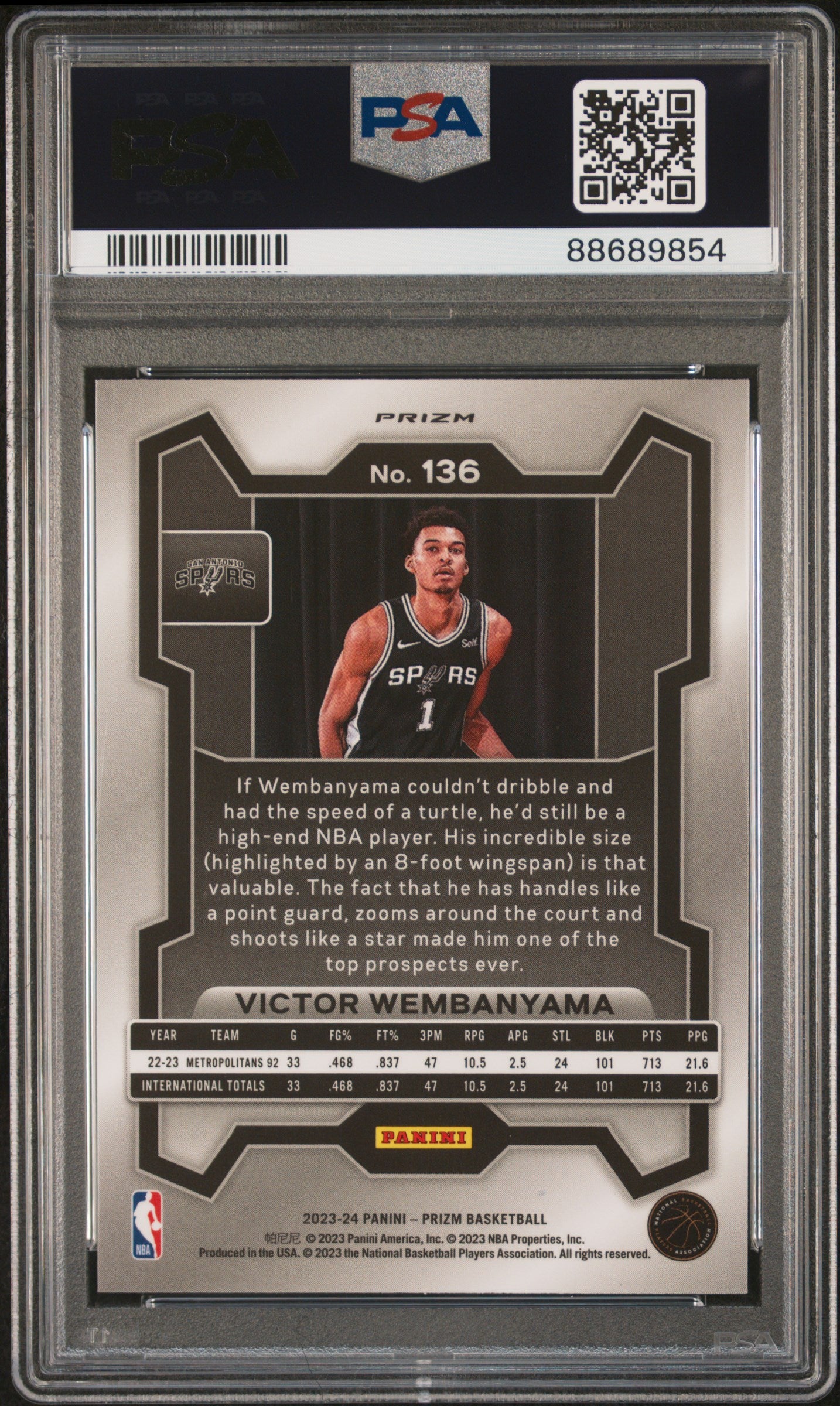 2023 Panini Prizm Victor Wembanyama #136 Ice PSA 10