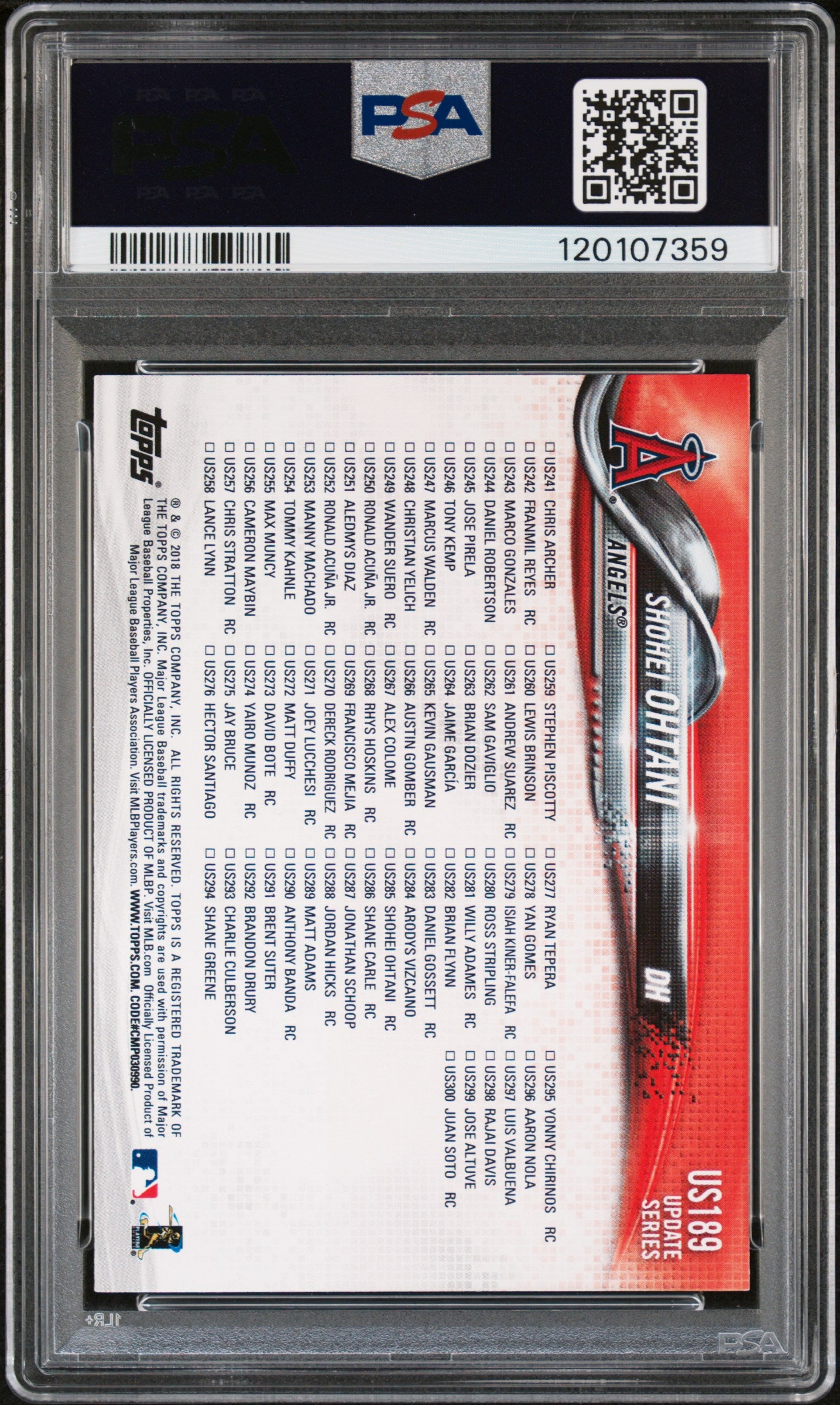 2018 Topps Update Shohei Ohtani #US189 PSA 9