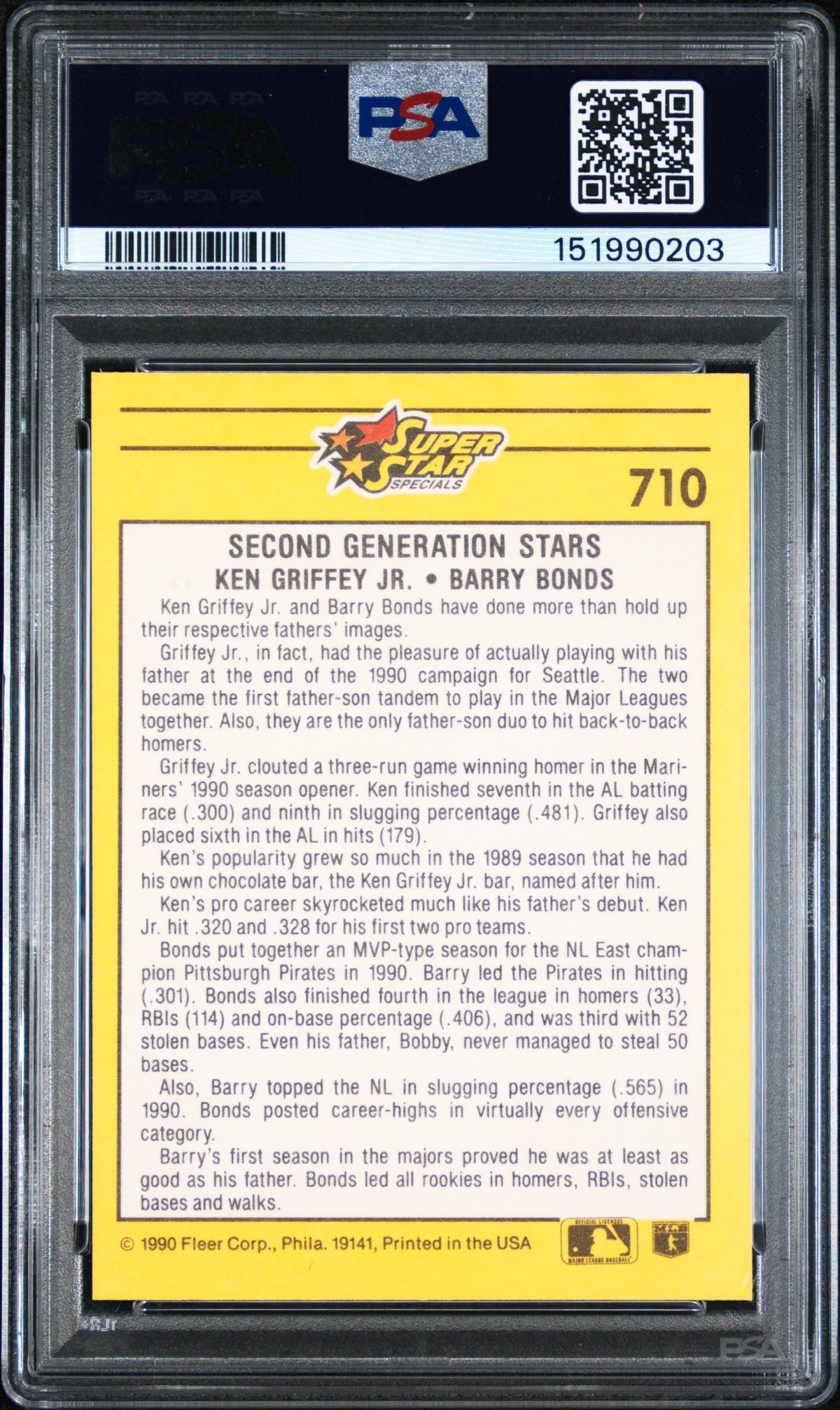 1991 Fleer B. Bonds K. Griffey #710 PSA 9