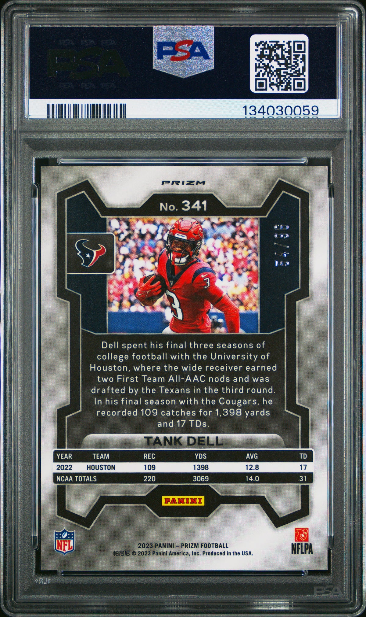 2023 Panini Prizm Tank Dell #341 Blue Sparkle PSA 10