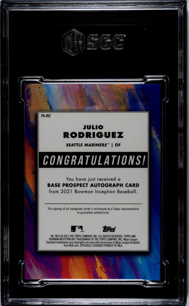 2021 Bowman Inception Julio Rodriguez #PA-JRZ Prospect Autograph 200 SGC 10