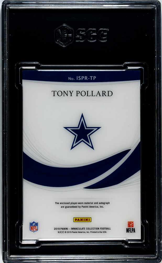2019 Panini Immaculate  Tony Pollard #ISPR-TP SIG. Rookie Patches 99 SGC 9.5