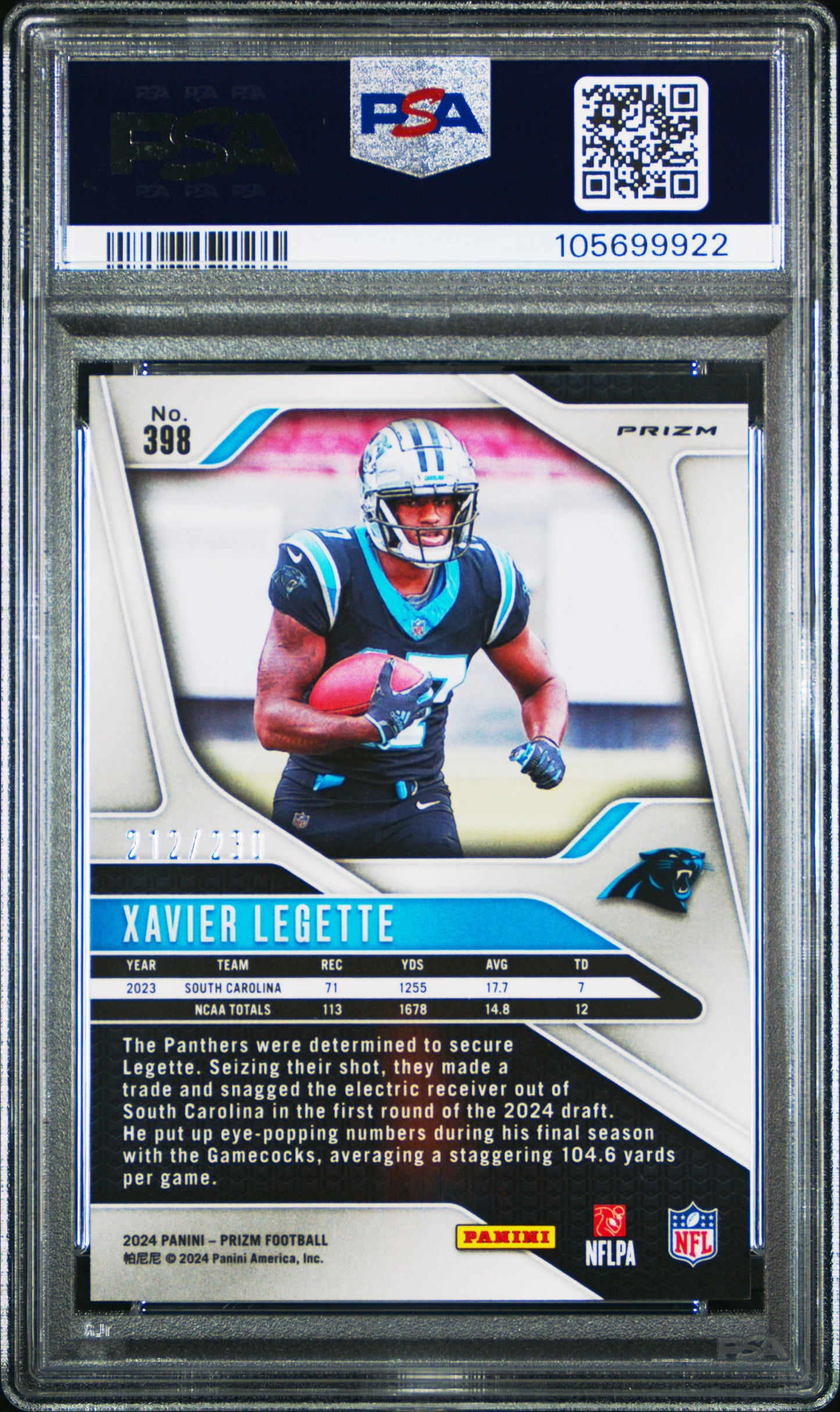 2024 Panini Prizm Xavier Legette #398 Blue Wave PSA 10