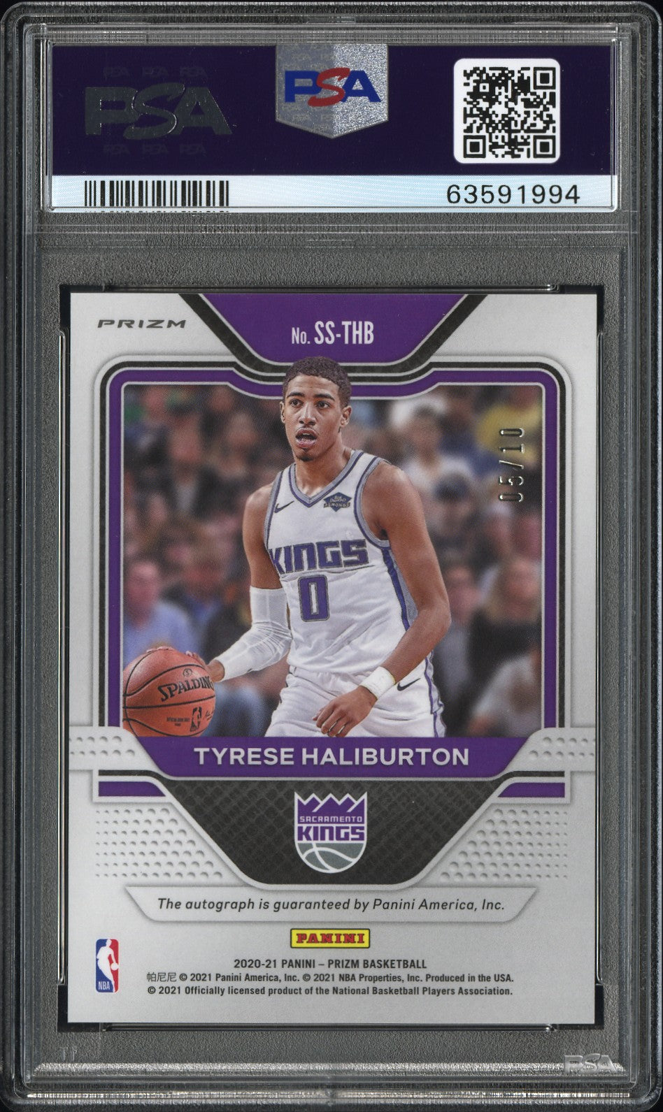 2020 Panini Tyrese Haliburton Gold Prizm Rookie RC Autograph Auto 05/10 PSA 10