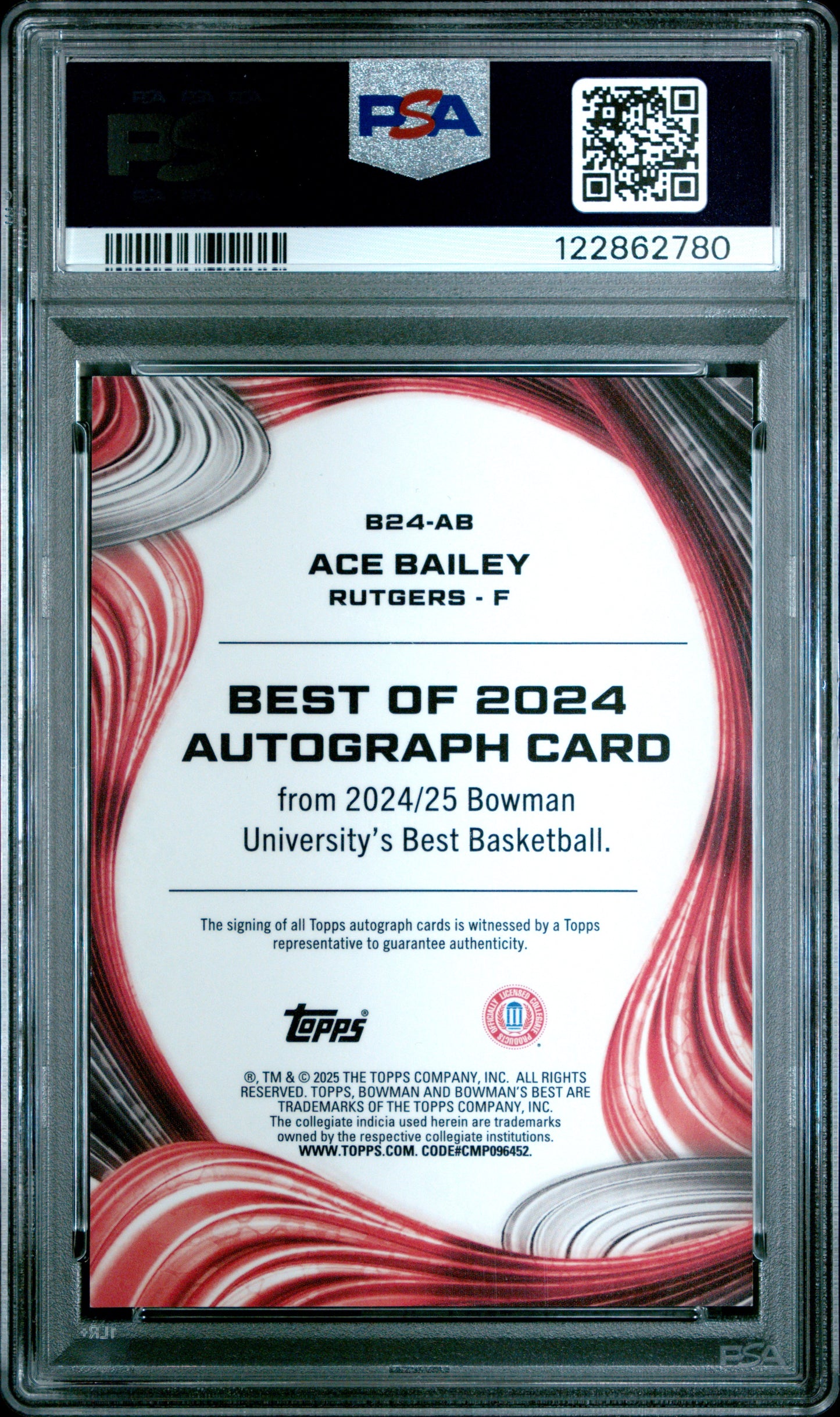 2024 Bowman University Best Autographs Ace Bailey Teal Geo /15 PSA 10