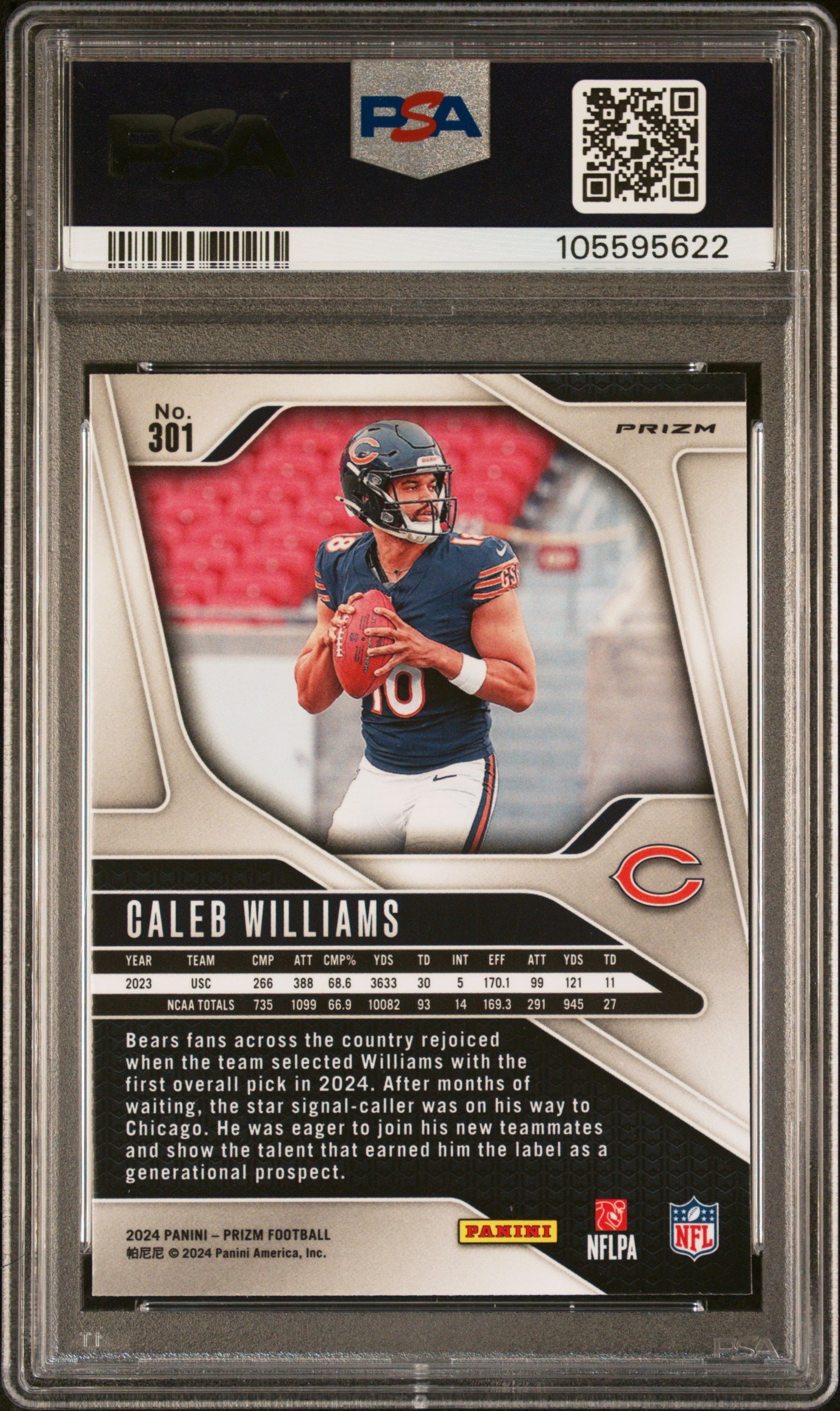 2024 Panini Prizm Caleb Williams #301 Pink PSA 10