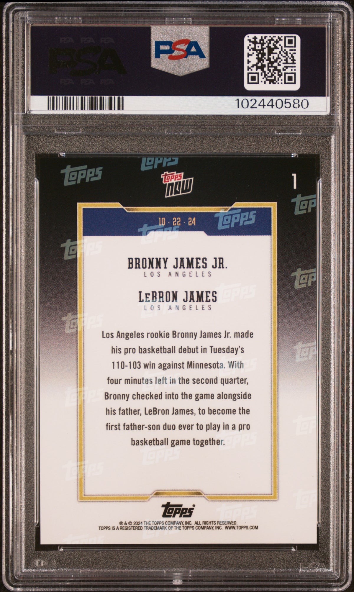 2024 Topps Now B. James L. James #1 PSA 10