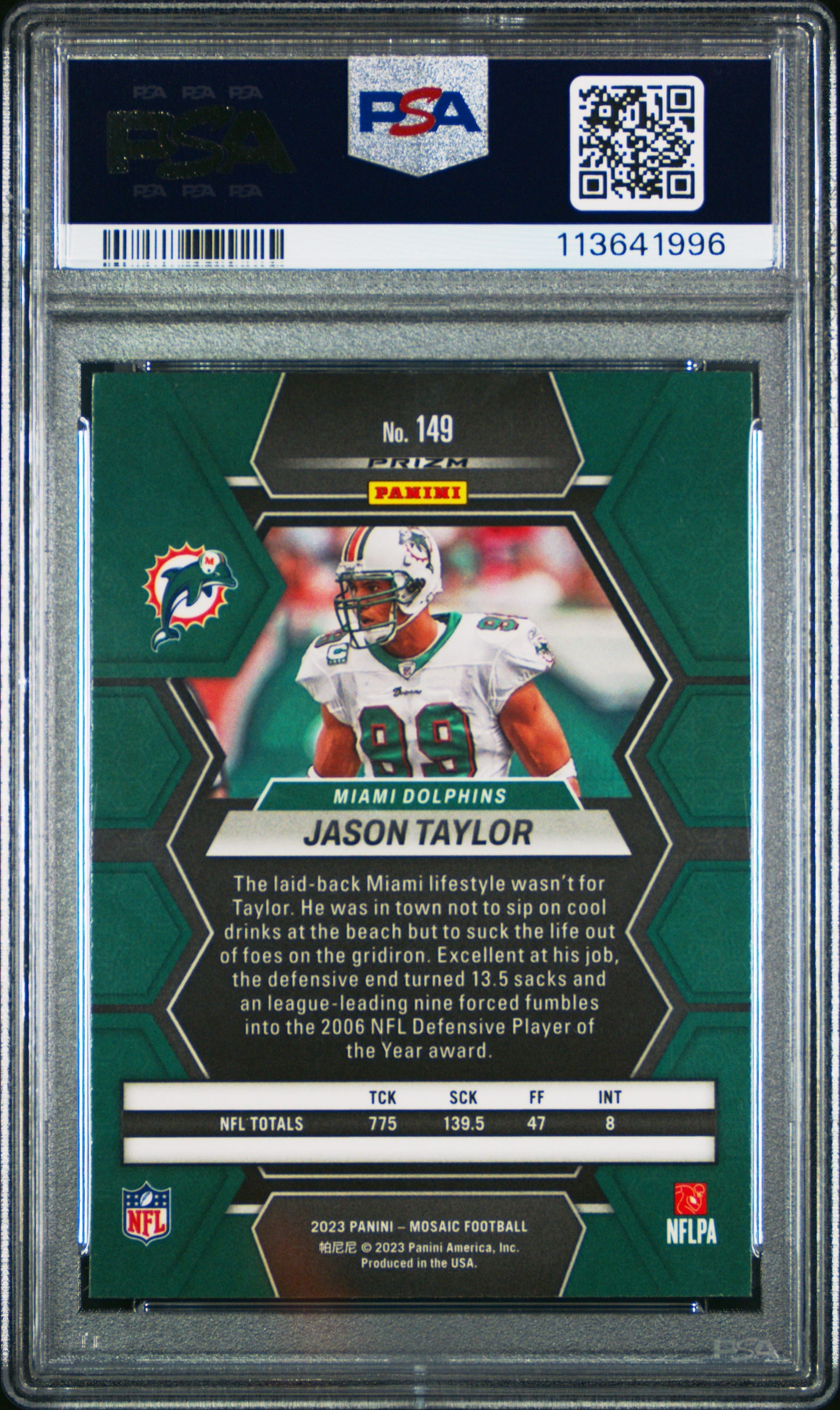 2023 Panini Mosaic Jason Taylor #149 Genesis PSA 10