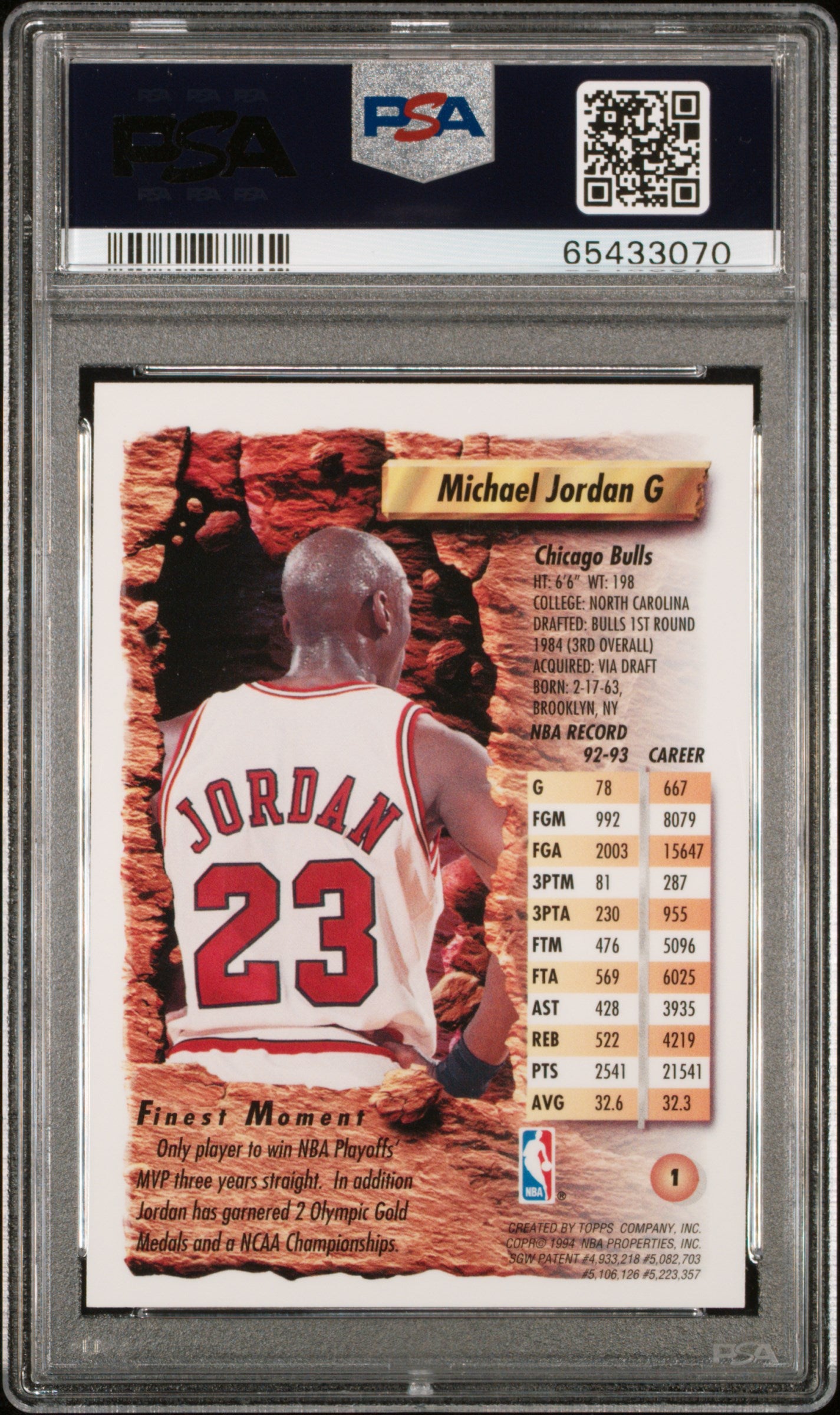 1993 Finest Michael Jordan #1 PSA 8