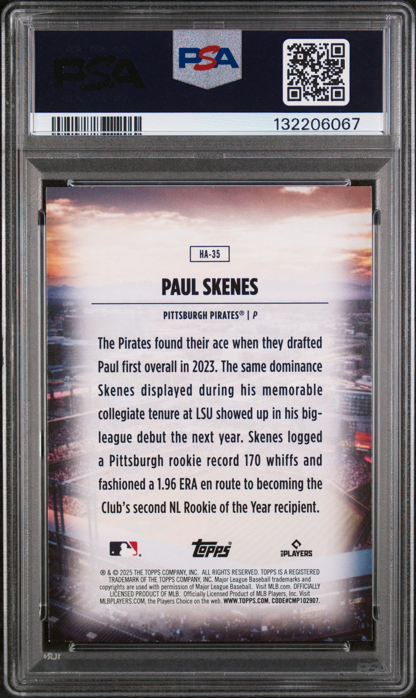 2025 Topps Home Field Advantage Paul Skenes #HA35 Series 2 PSA 9