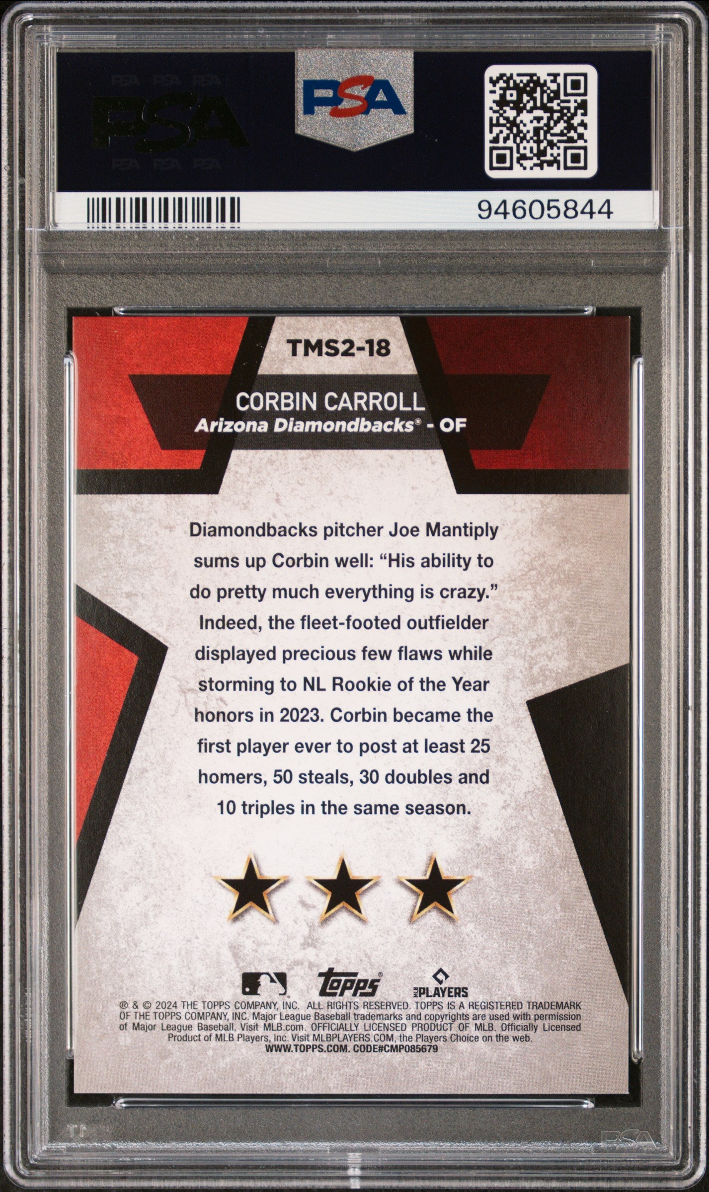 2024 Topps Mega Star Corbin Carroll #TMS2-18 Orange Foil 08/25 PSA 9