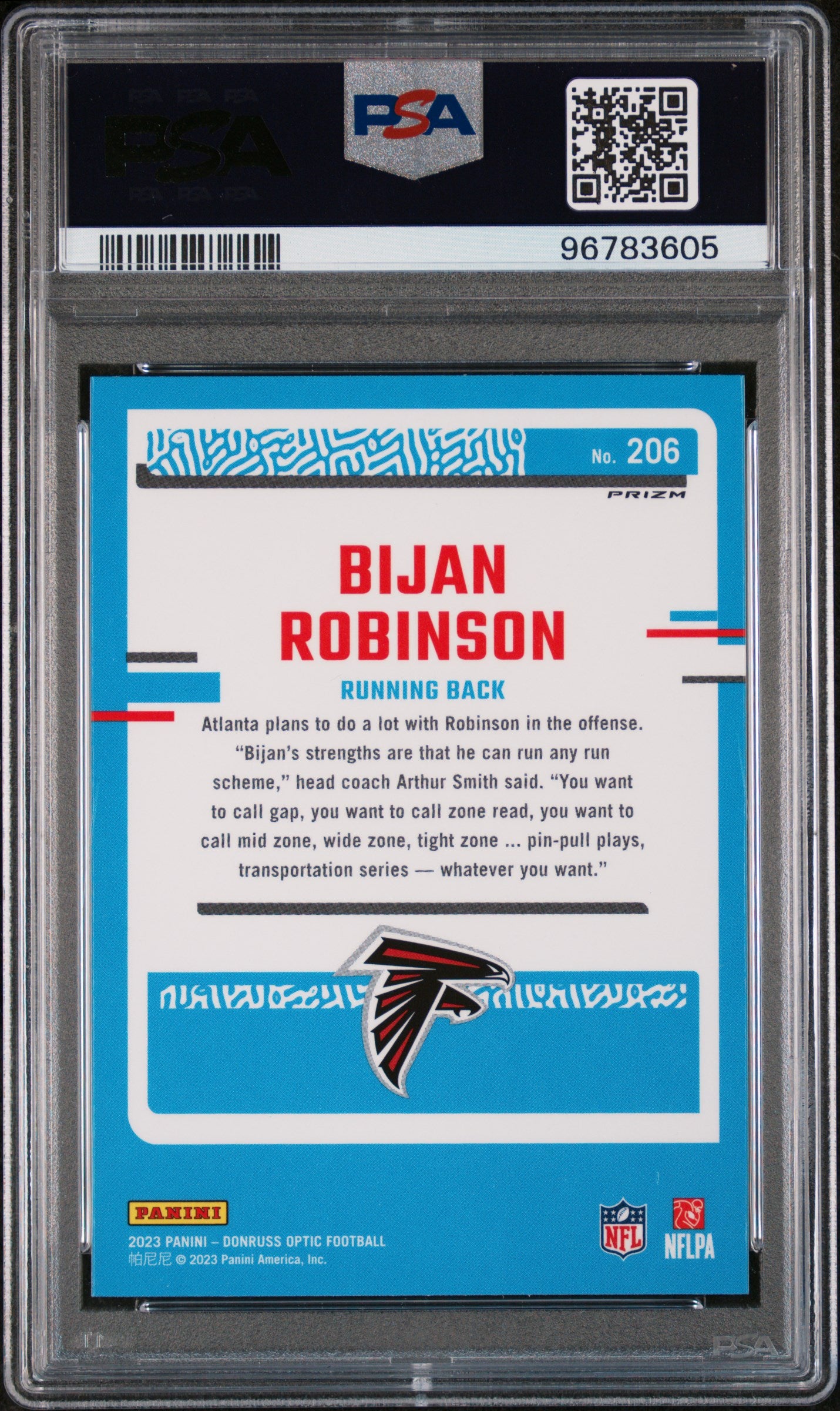 2023 Panini Donruss Optic Bijan Robinson #206 Pink PSA 10