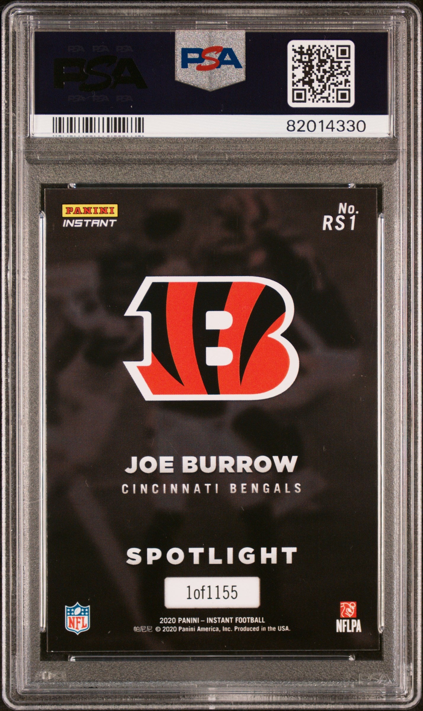 2020 Panini Instant Rookie Spotlight Joe Burrow #RS1 PSA 8