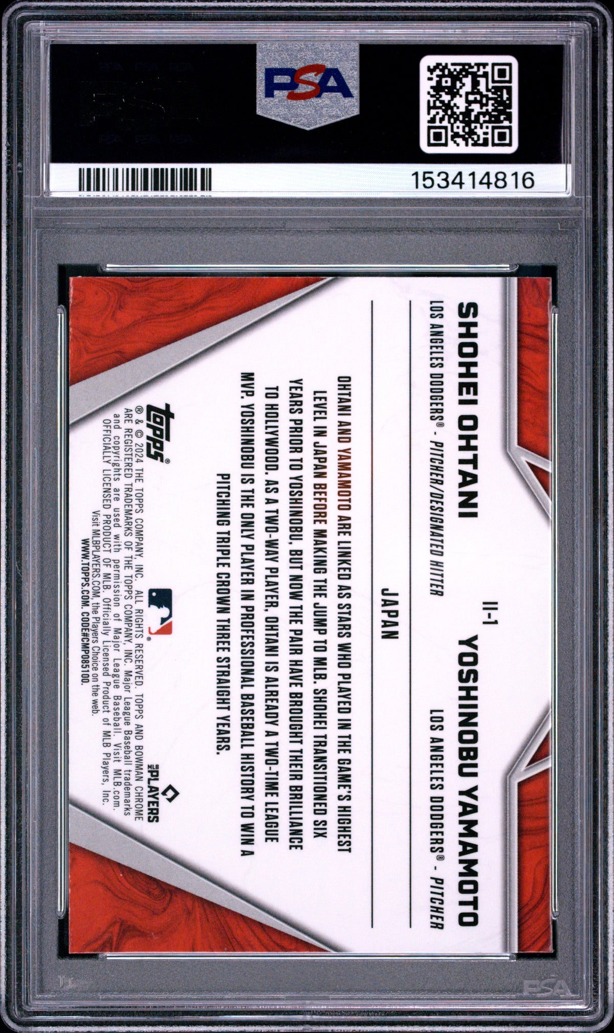 2024 Bowman Chrome International Impact Ohtani Yamamoto #II1 PSA 10