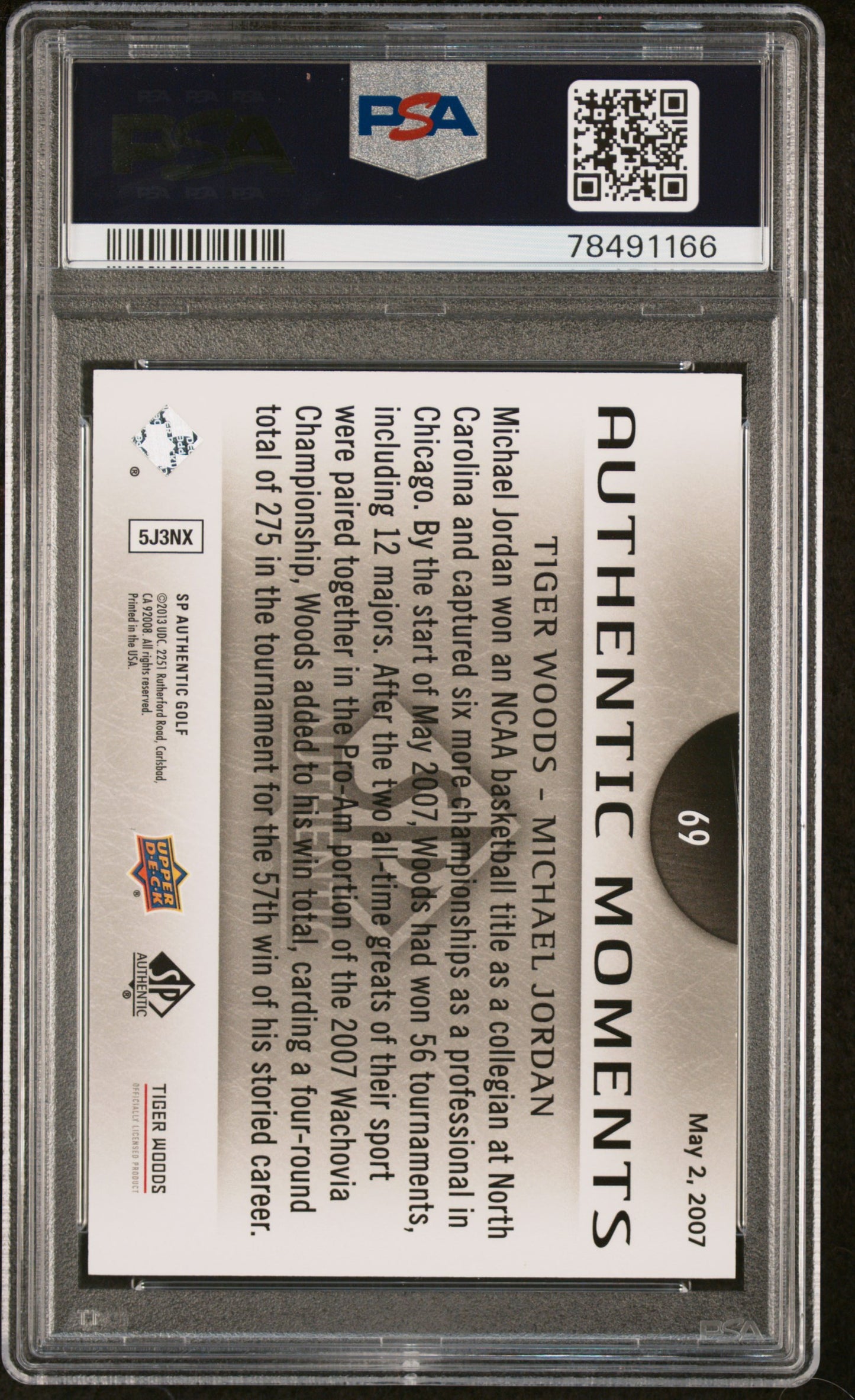 2014 SP Authentic T. Woods M. Jordan #69 PSA 8