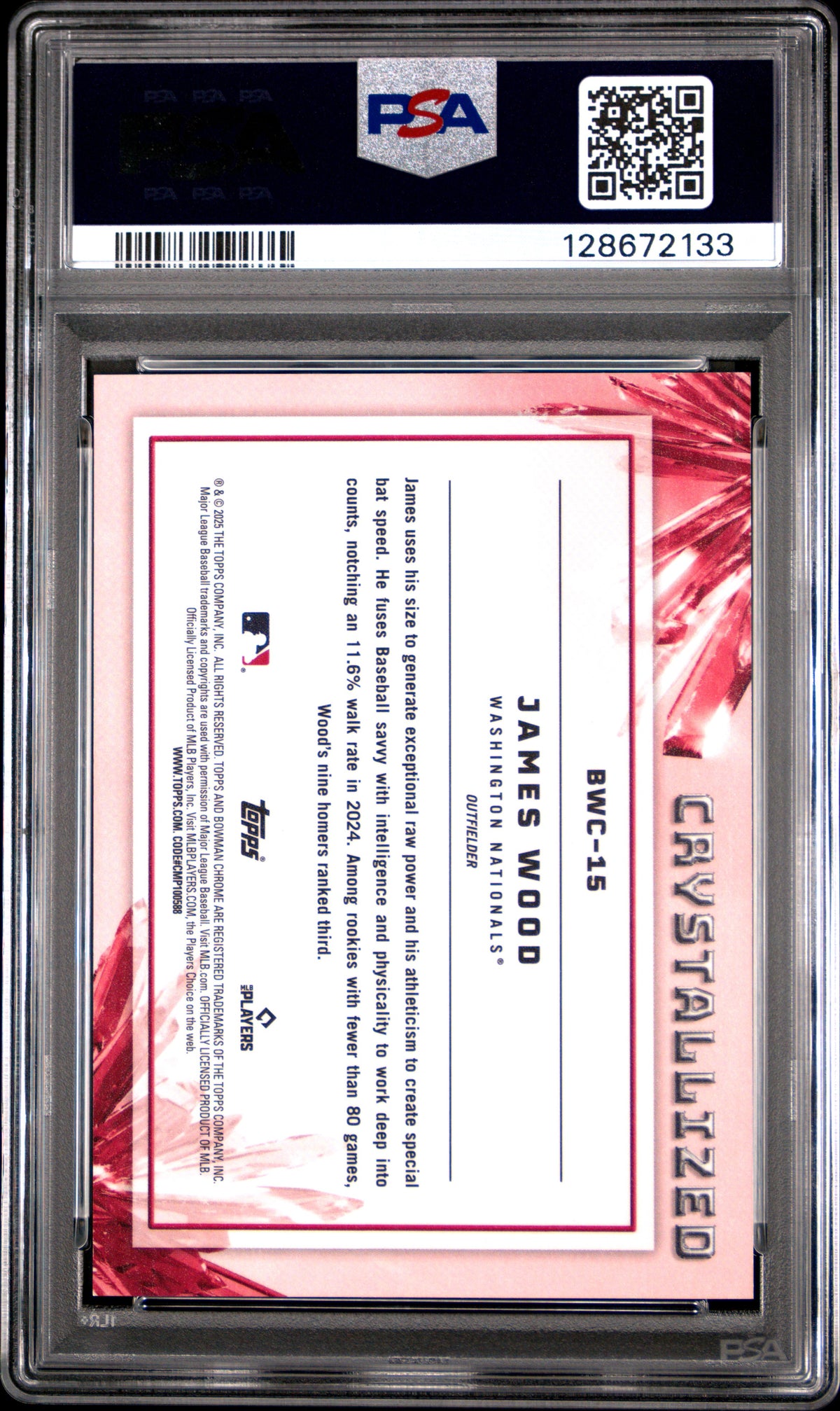 2025 Bowman Crystallized James Wood #BWC15 PSA 10