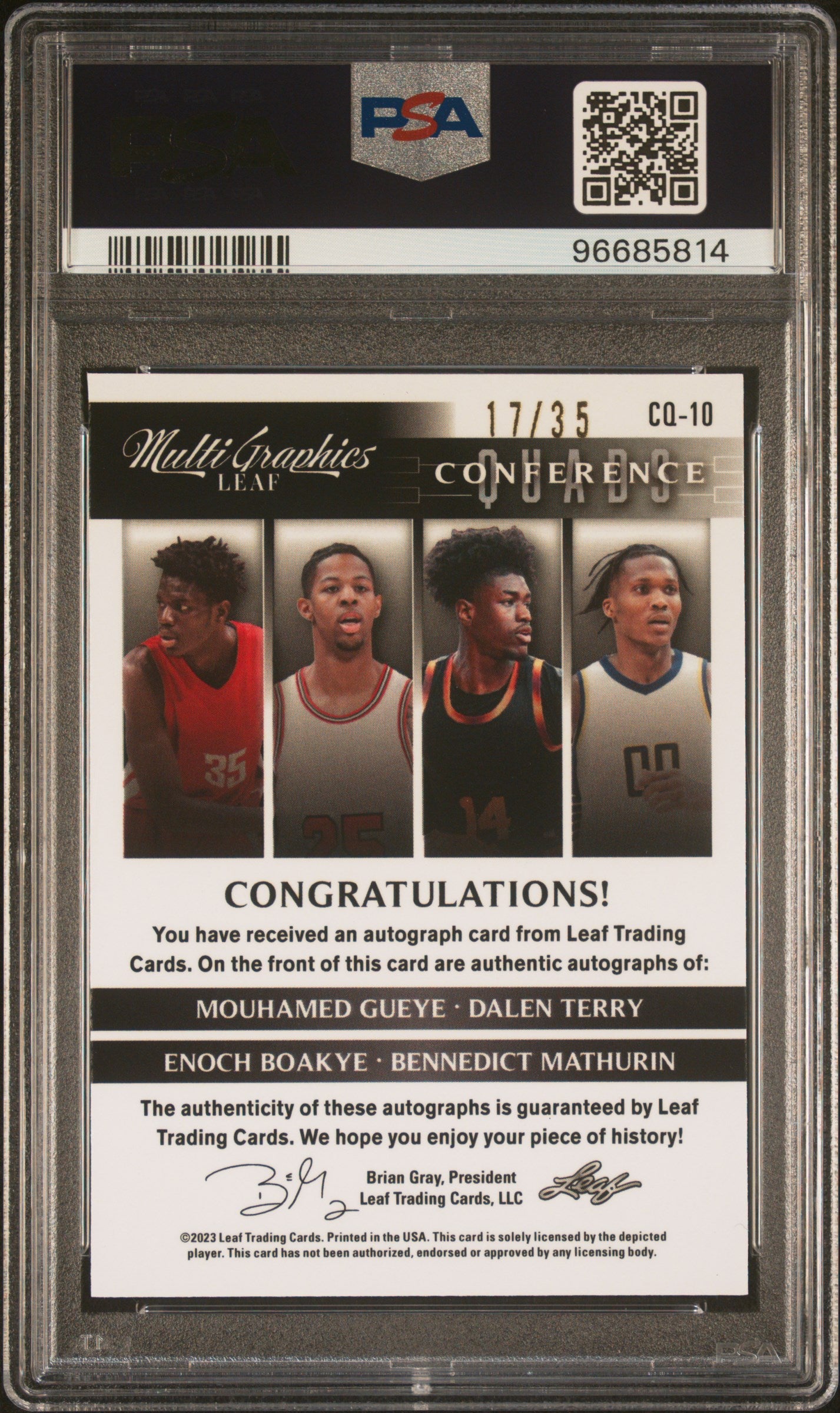 2022 Leaf Multigraphics Conference Quads Autographs Multi QD Blu Crys /500 PSA 9
