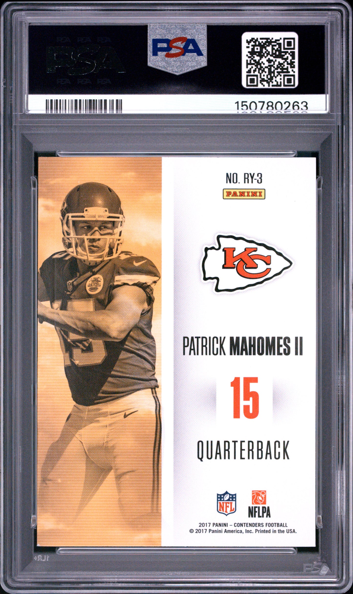 2017 Panini Contenders Rookie Of The Year Contenders Patrick Mahomes II PSA 9