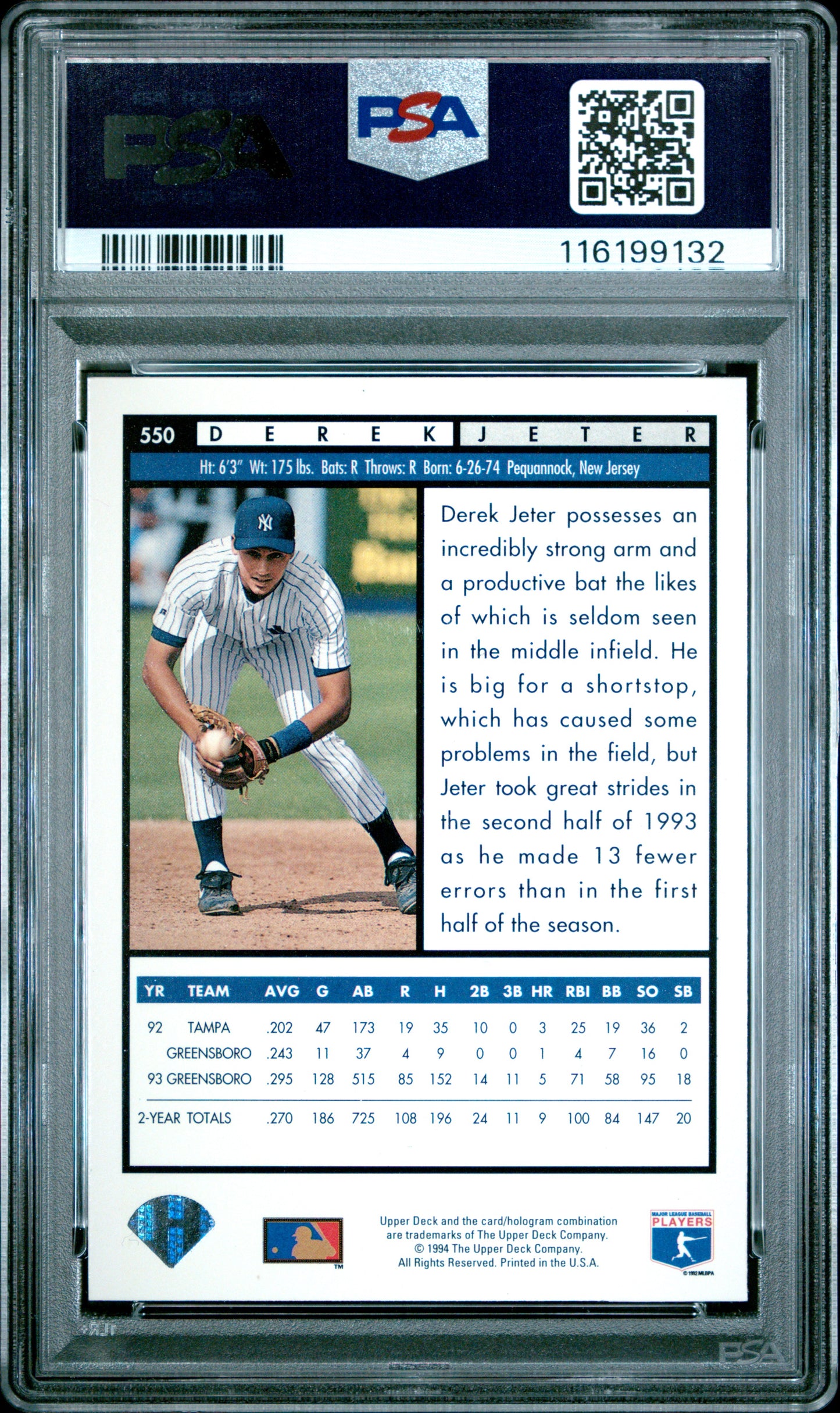 1994 Upper Deck Derek Jeter #550 PSA 9