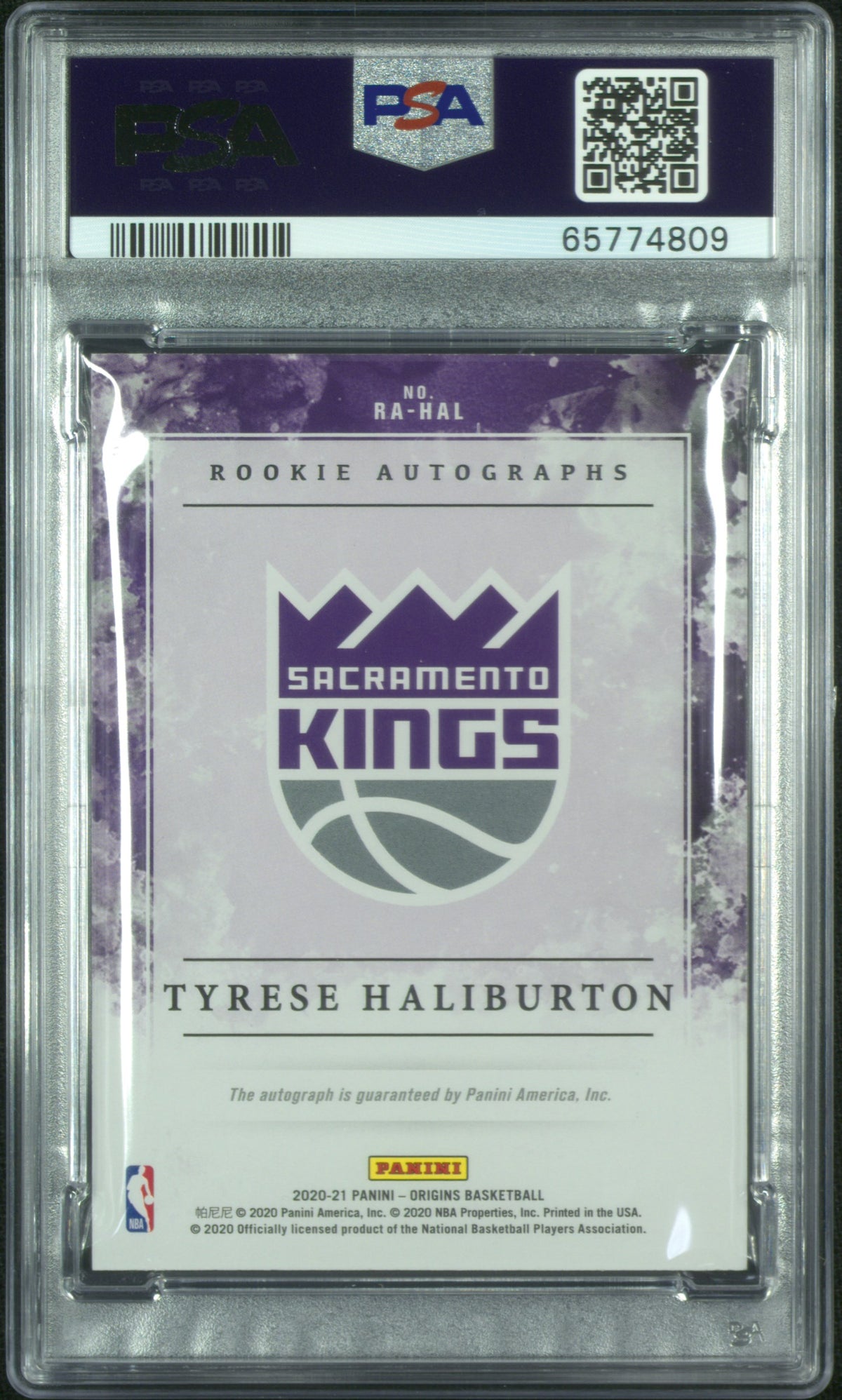 2020 Panini Origins Rookie Autographs Tyrese Haliburton #HAL Gold Auto /10 PSA 9