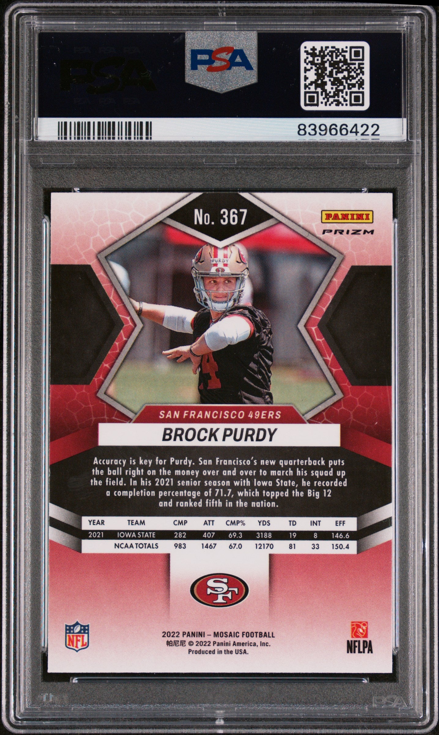 2022 Panini Mosaic Brock Purdy #367 Green PSA 10