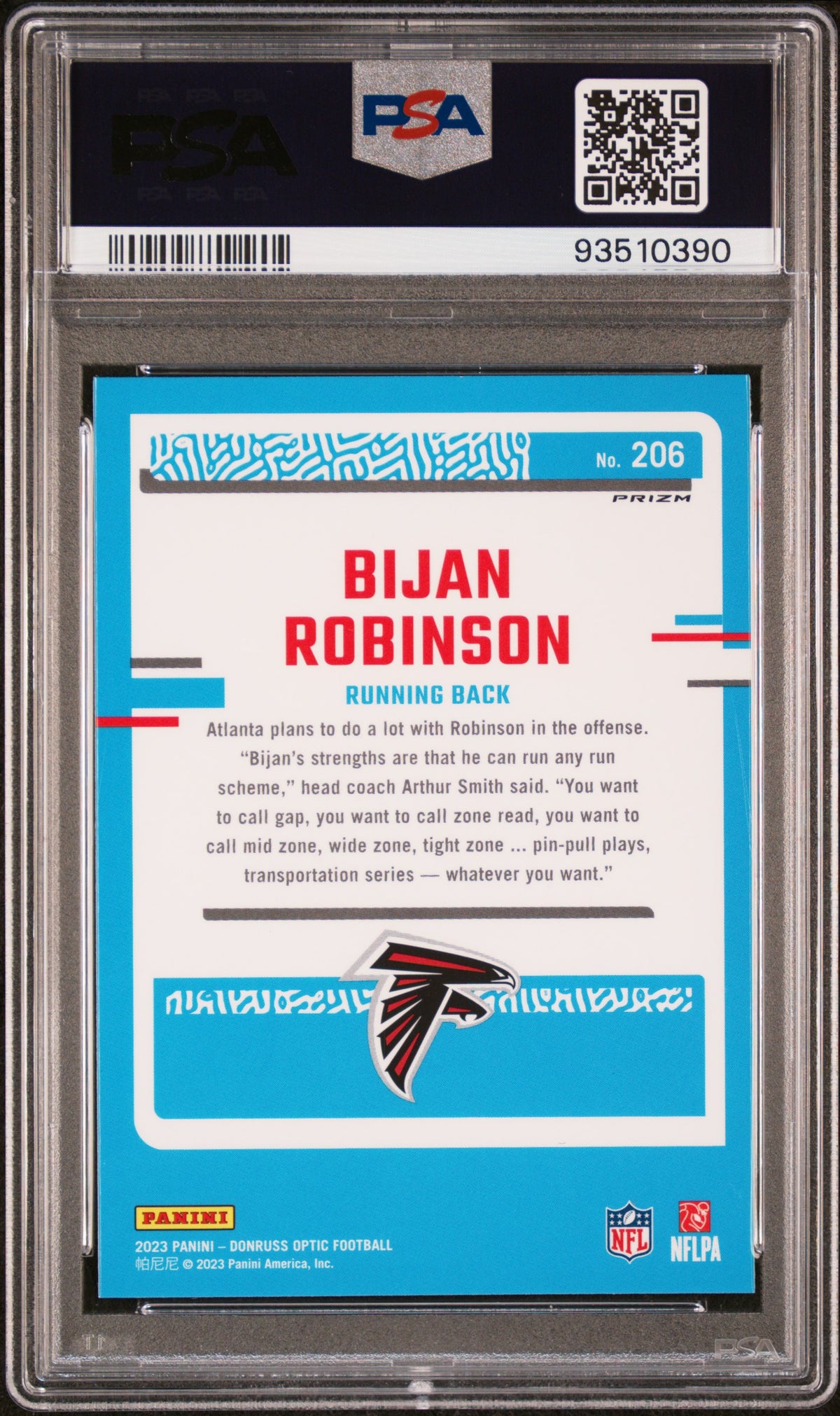 2023 Panini Donruss Optic Bijan Robinson #206 Holo PSA 10