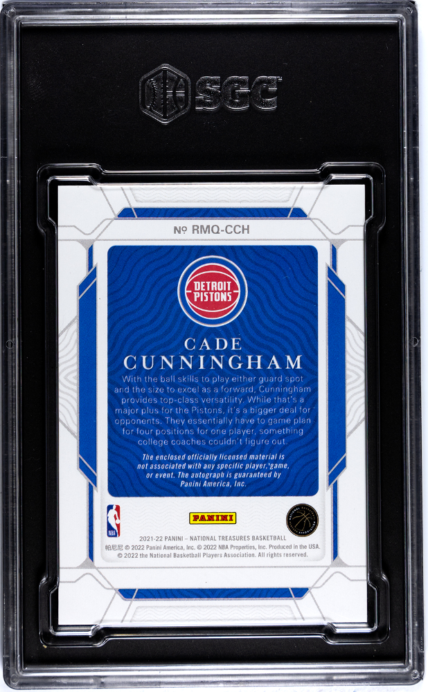 2021 Panini National Treasures Cade Cunningham Rookie Quad Mat. Auto /49 SGC 9