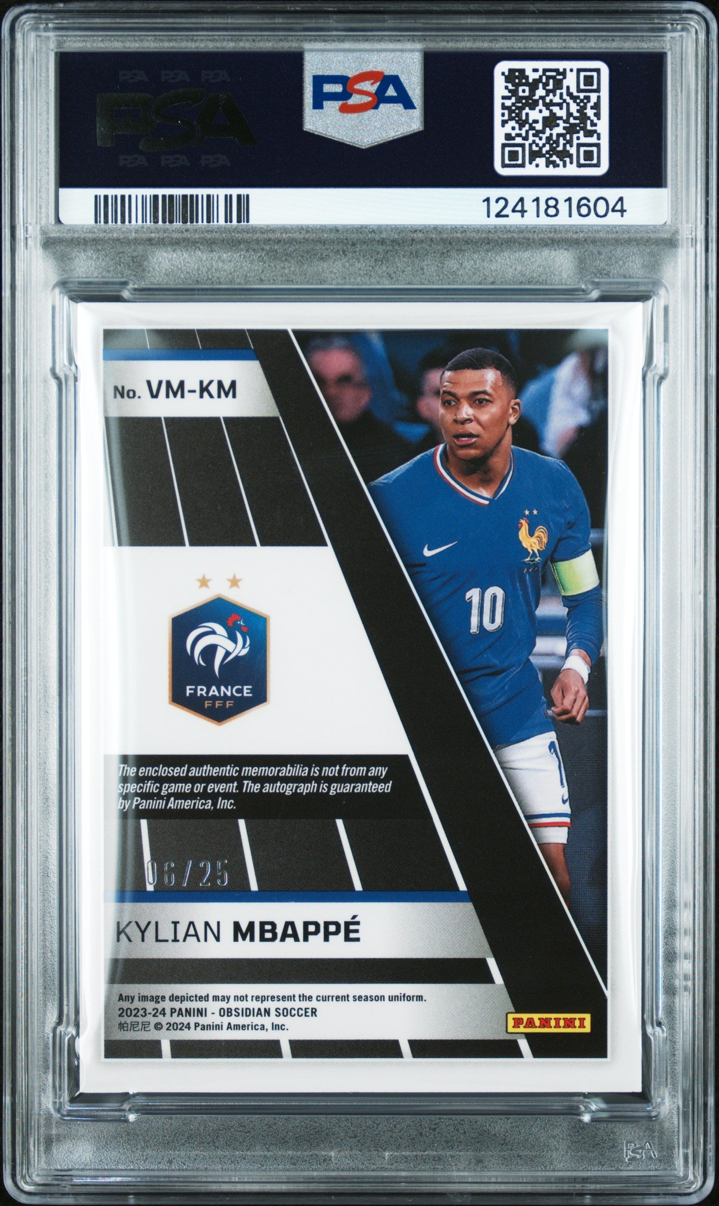 2023 Panini Obsidian Volcanic  Kylian Mbappe #VMKM  Orange /25 Authentic Auto