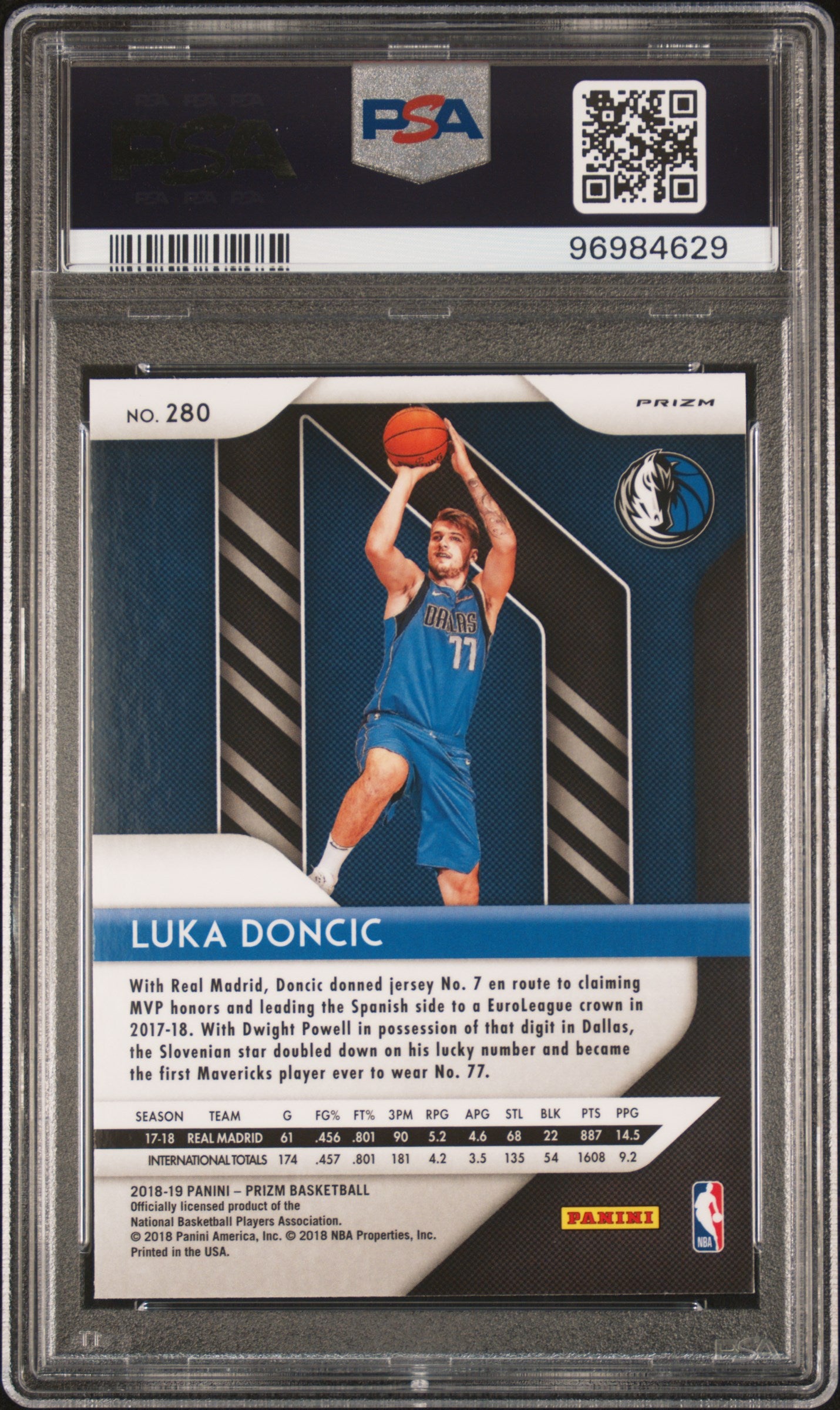 2018 Panini Prizm Luka Doncic #280 Green PSA 9