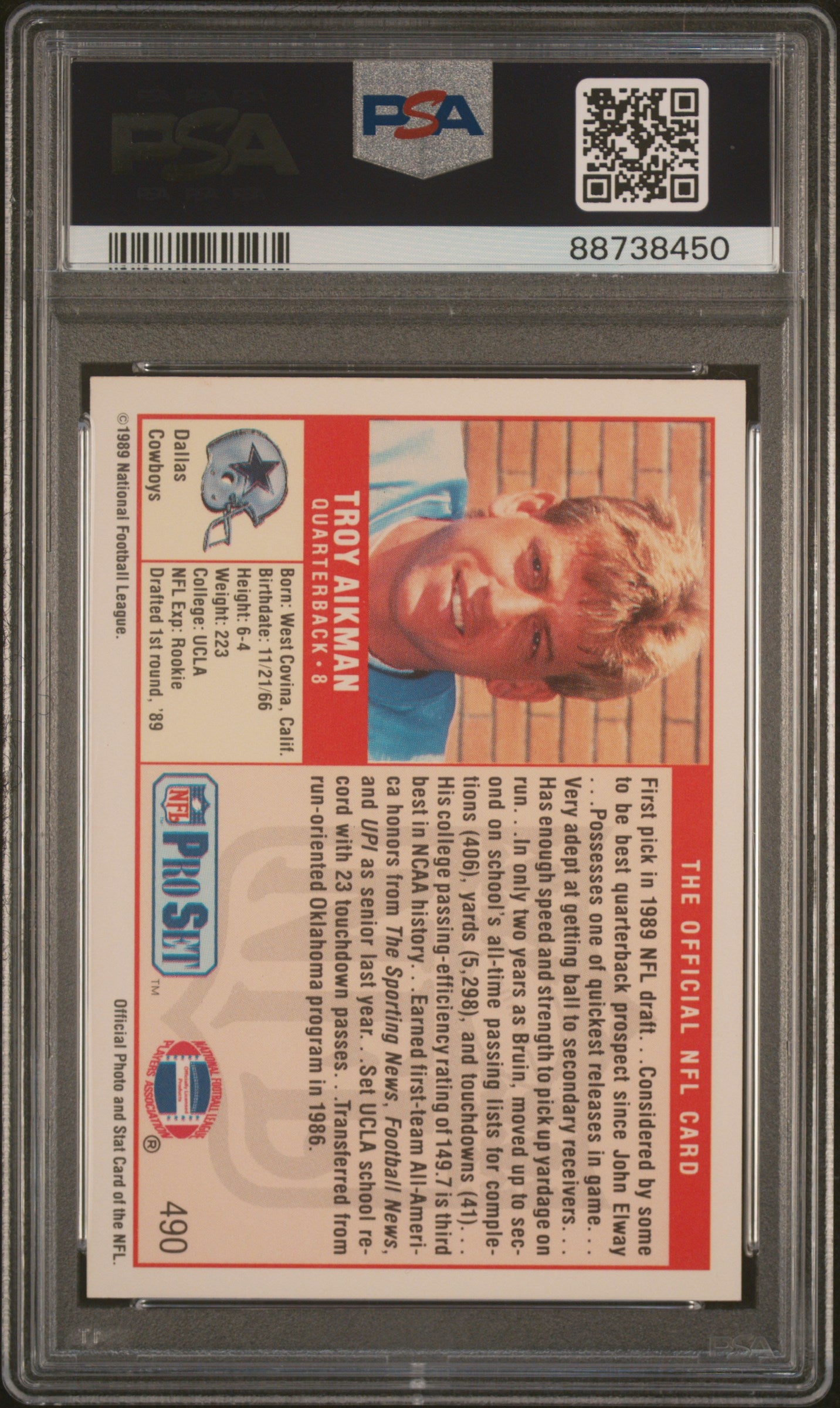 1989 Pro Set Troy Aikman #490 PSA 9