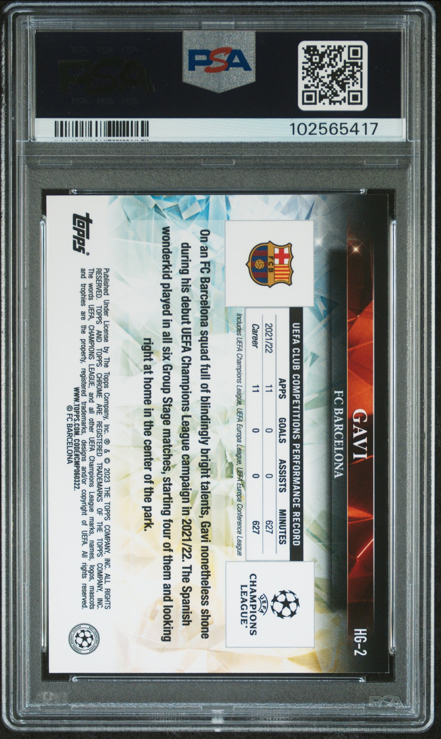 2022-23 Topps Chrome UEFA Club Competitions Hidden Gems Gavi #HG2 PSA 9