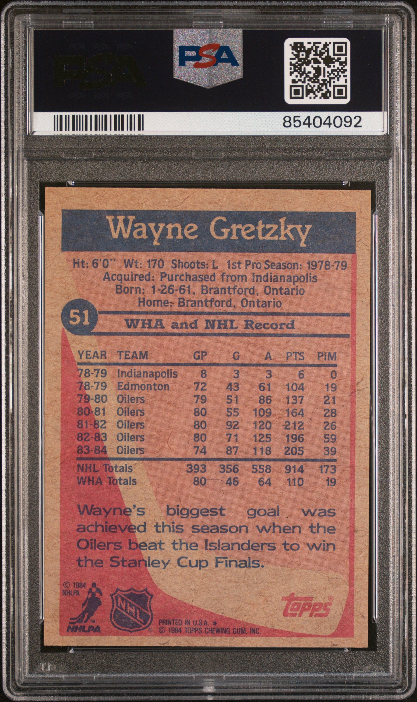 1984 Topps Wayne Gretzky #51 PSA 8