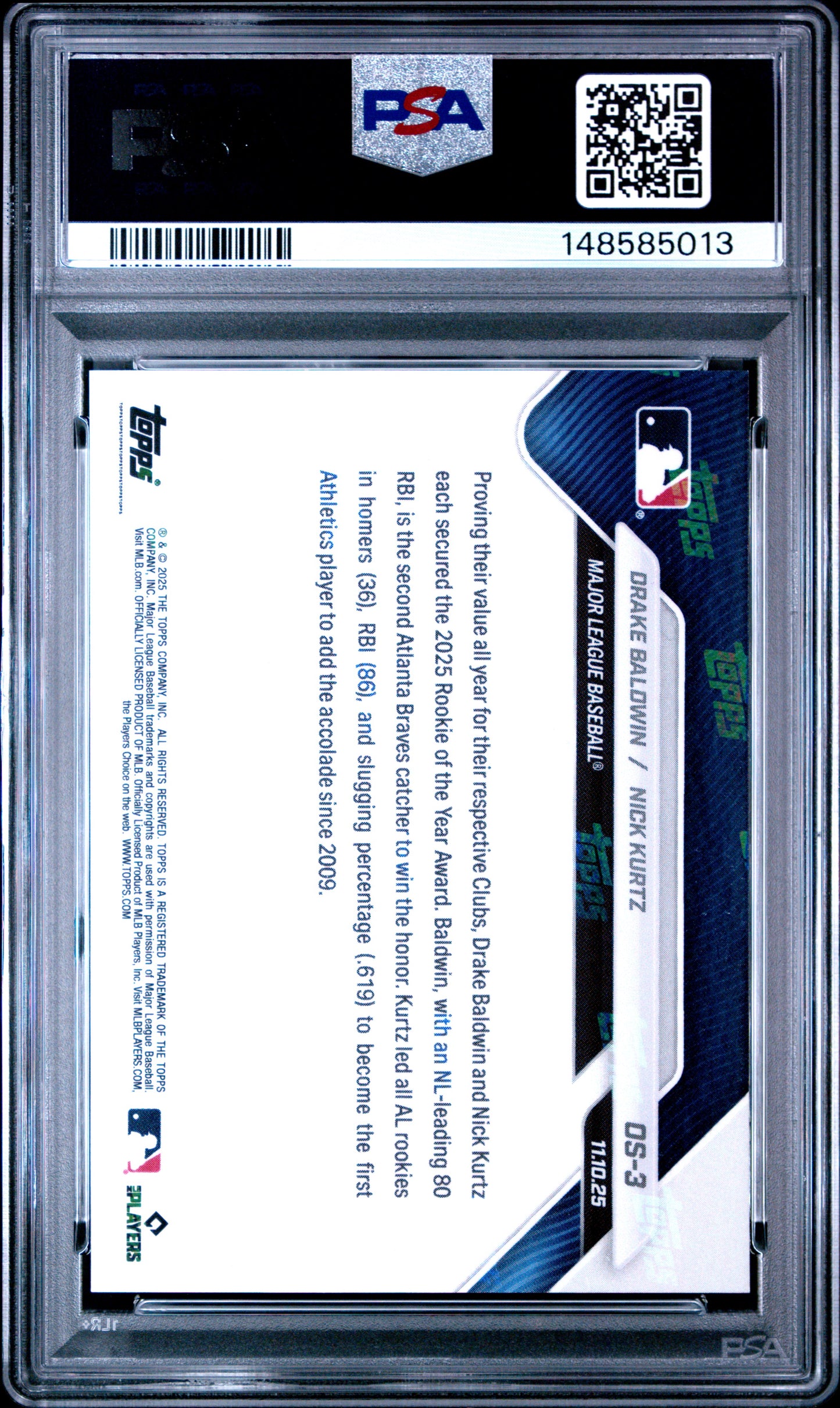 2025 Topps Now Offseason N. Kurtz D. Baldwin #OS-3 PSA 10