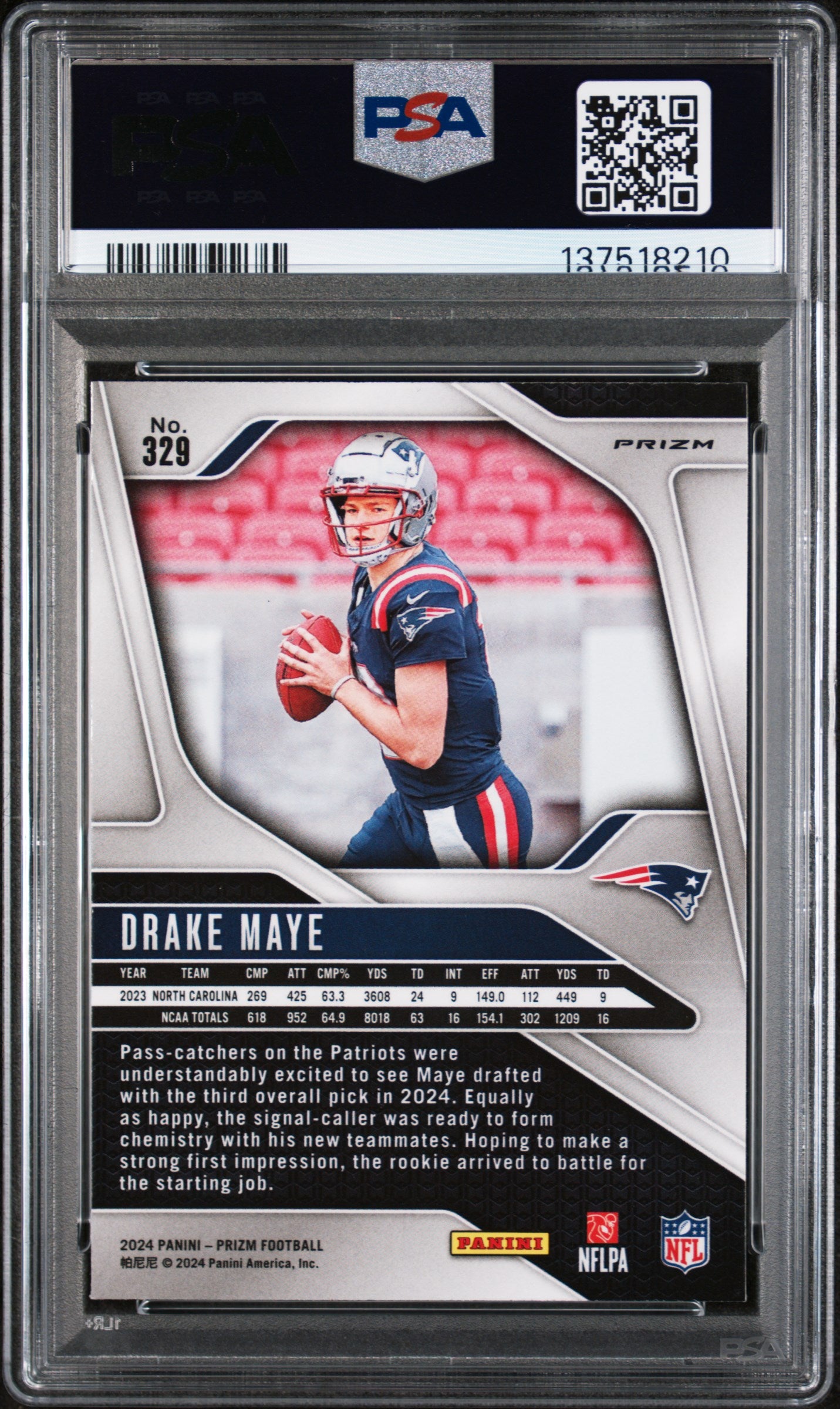 2024 Panini Prizm Drake Maye #329 Silver PSA 10