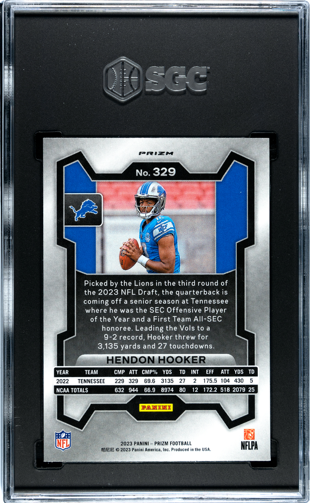 2023 Panini Prizm Hendon Hooker #329 Neon Green Pulsar SGC 9.5