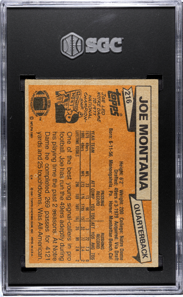 1981 Topps Joe Montana #216 SGC 5